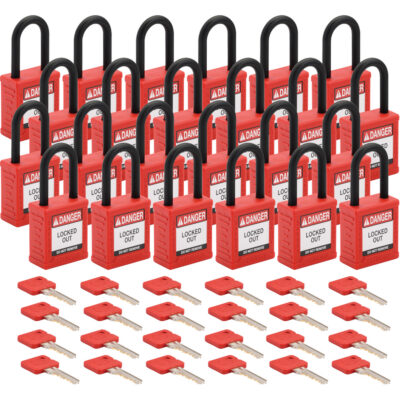 Cadenas de sécurité standard, Cadenas de sécurité, Clés différentes, Nylon, Largeur de 1-1/2"