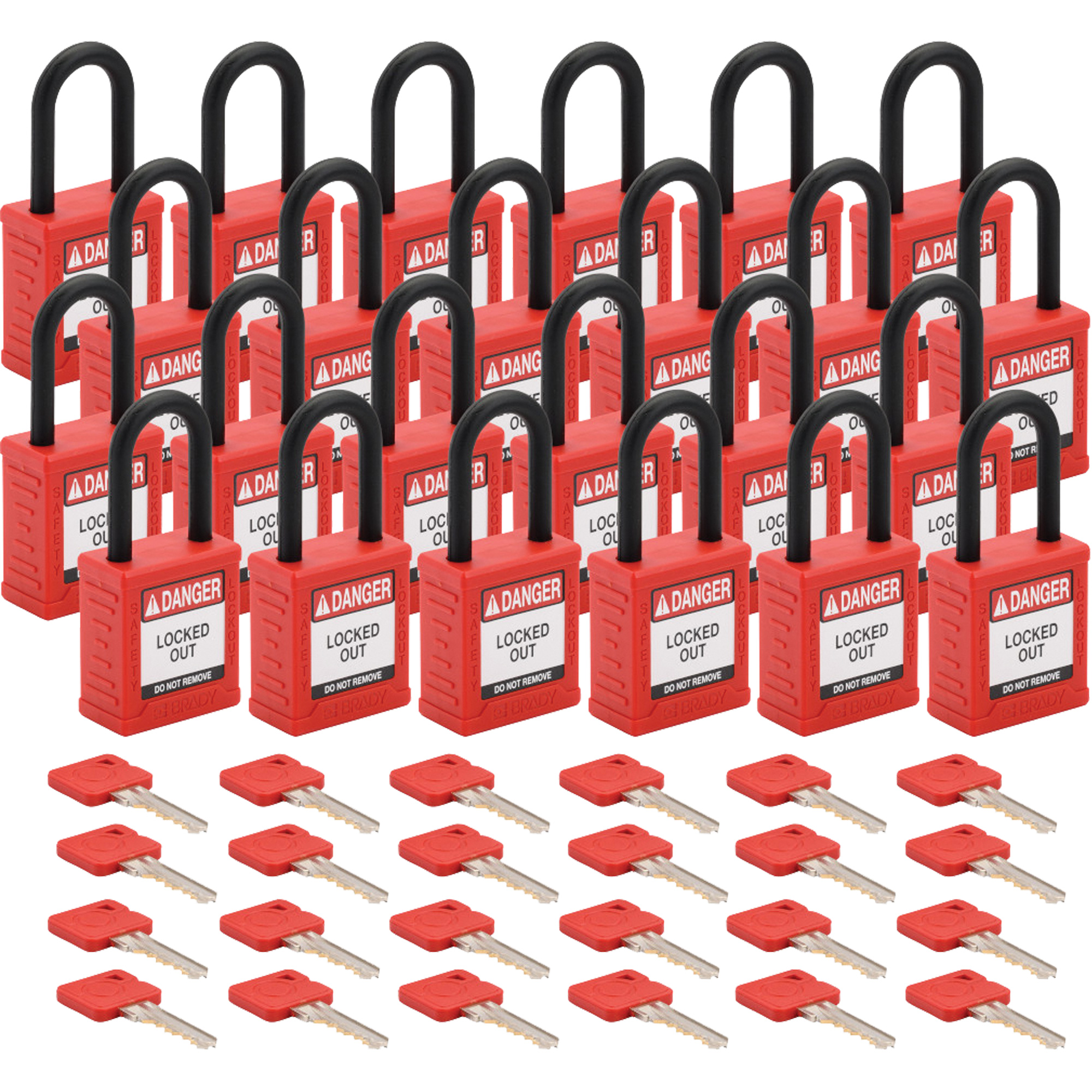 Cadenas de sécurité standard, Cadenas de sécurité, Clés différentes, Nylon, Largeur de 1-1/2"