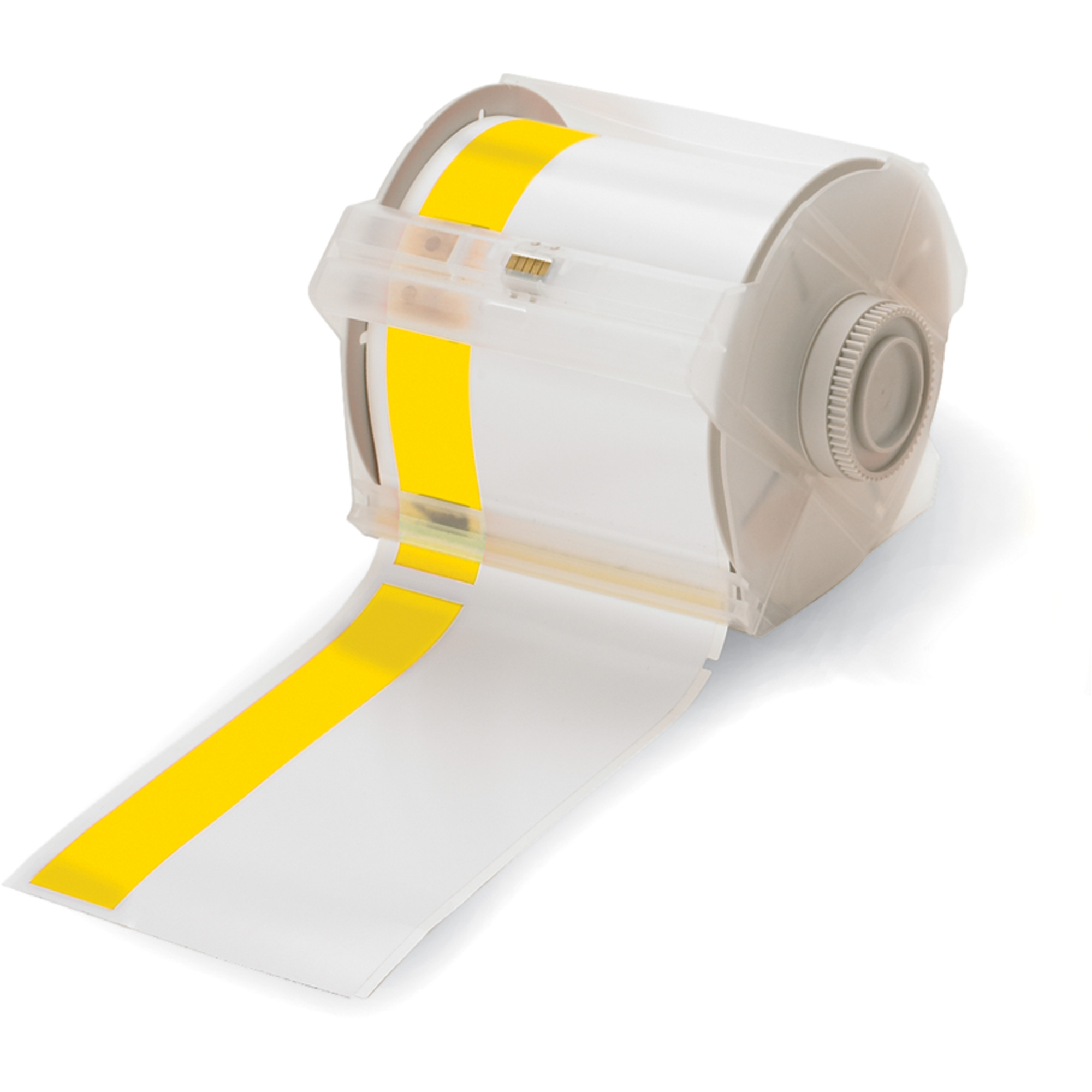 Cartouche d'étiquettes à bandes d'en-têtes préimprimées, 101 mm x 100', Jaune sur blanc