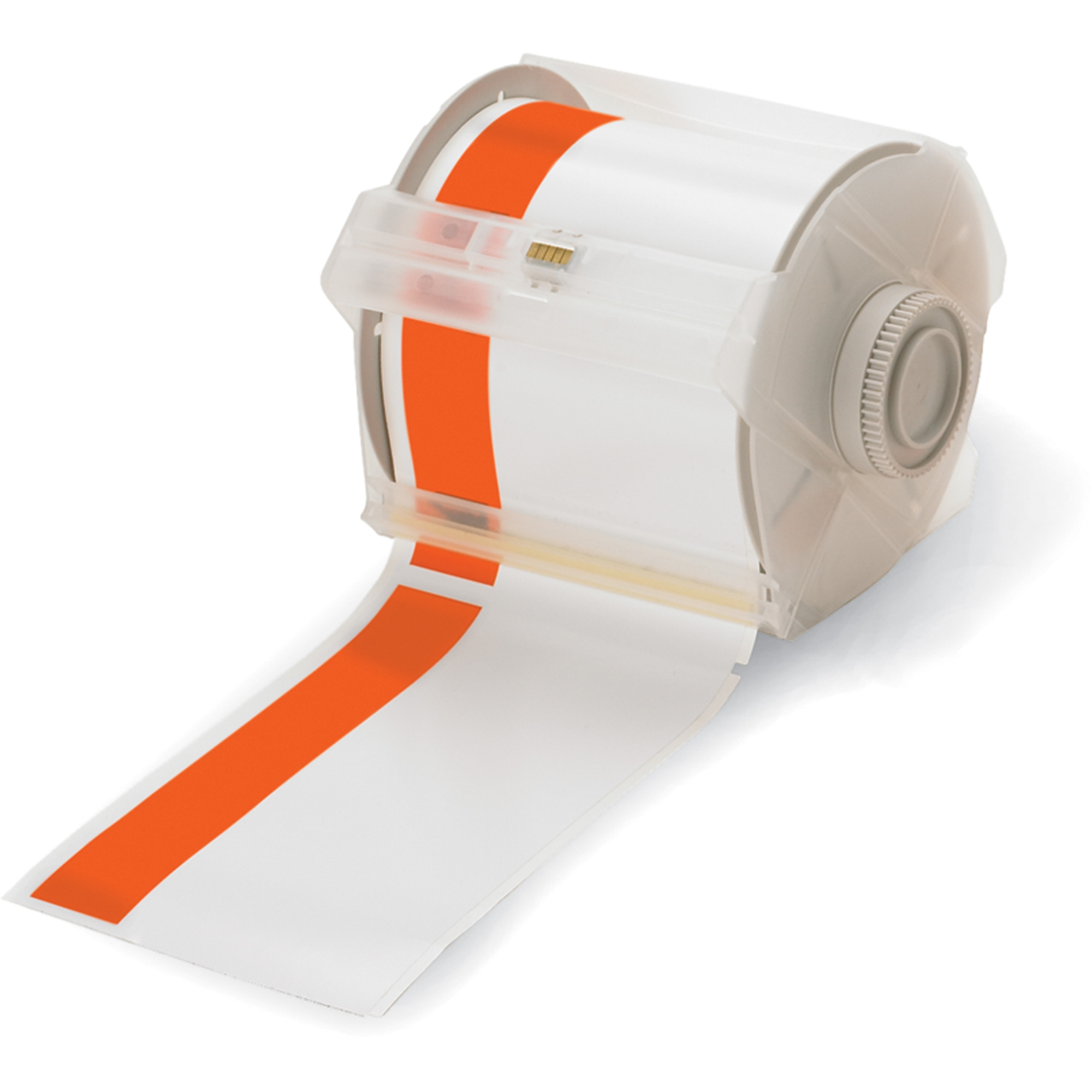Cartouche d'étiquettes à bandes d'en-têtes préimprimées, 101 mm x 100', Orange sur blanc