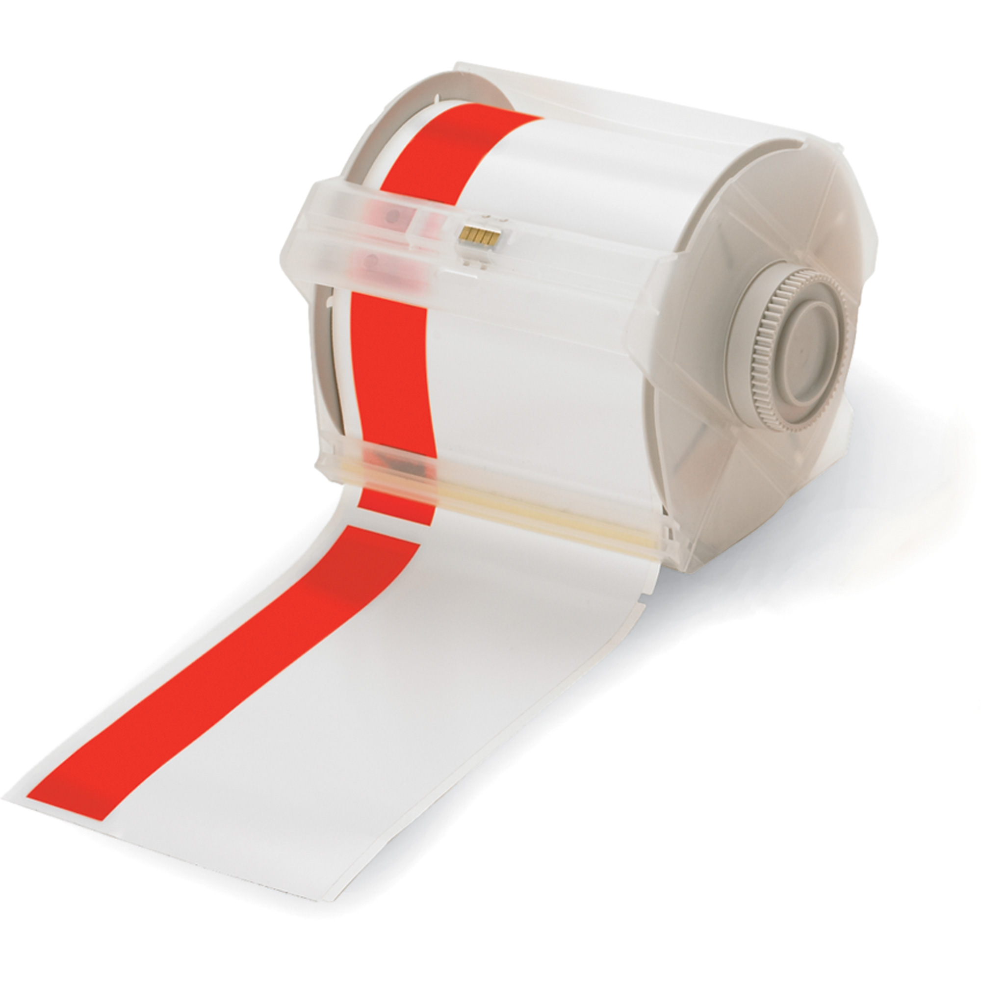 Cartouche d'étiquettes à bandes d'en-têtes préimprimées, 101 mm x 100', Rouge/blanc