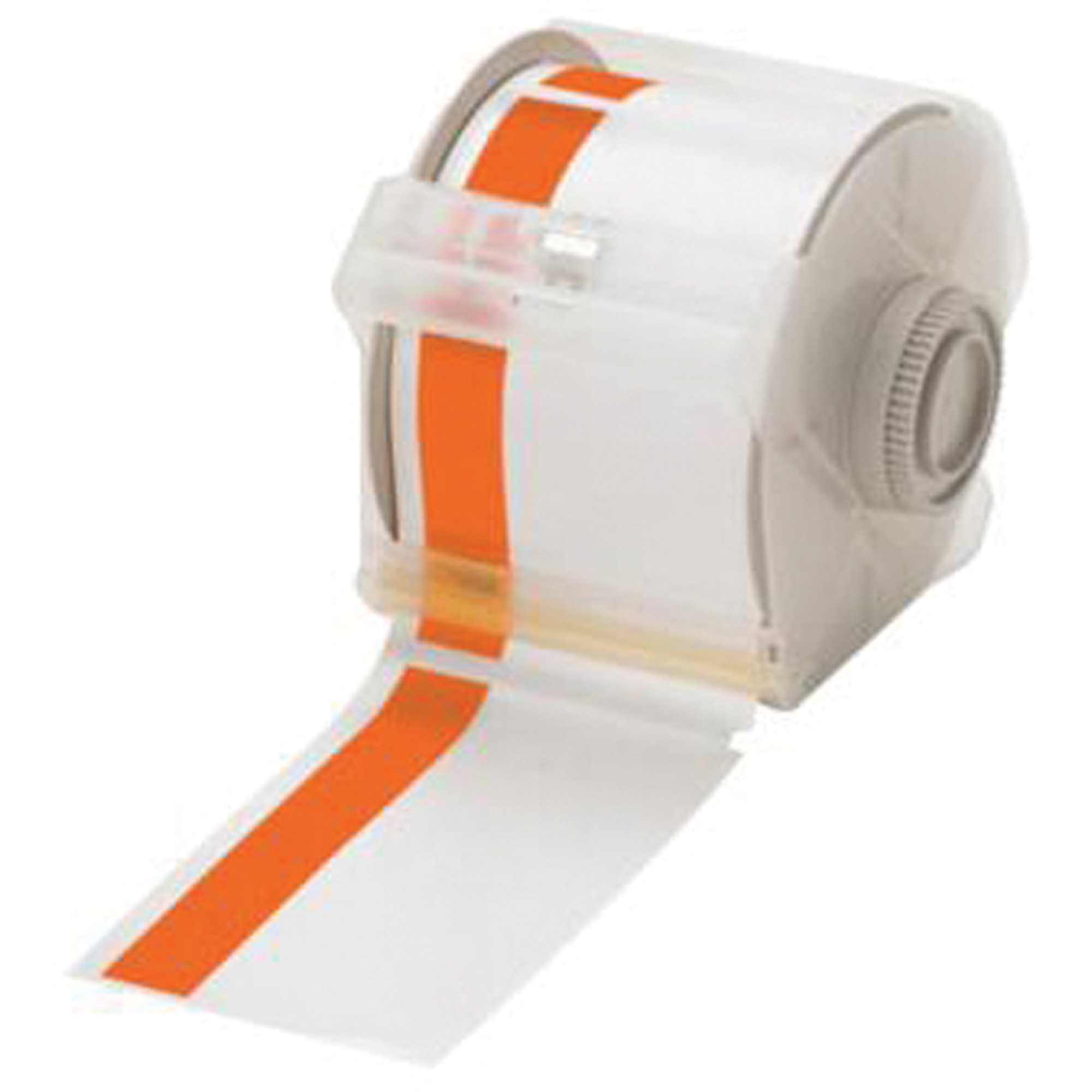 Cartouche d'étiquettes à bandes d'en-têtes préimprimées, 57 mm x 100', Orange sur blanc