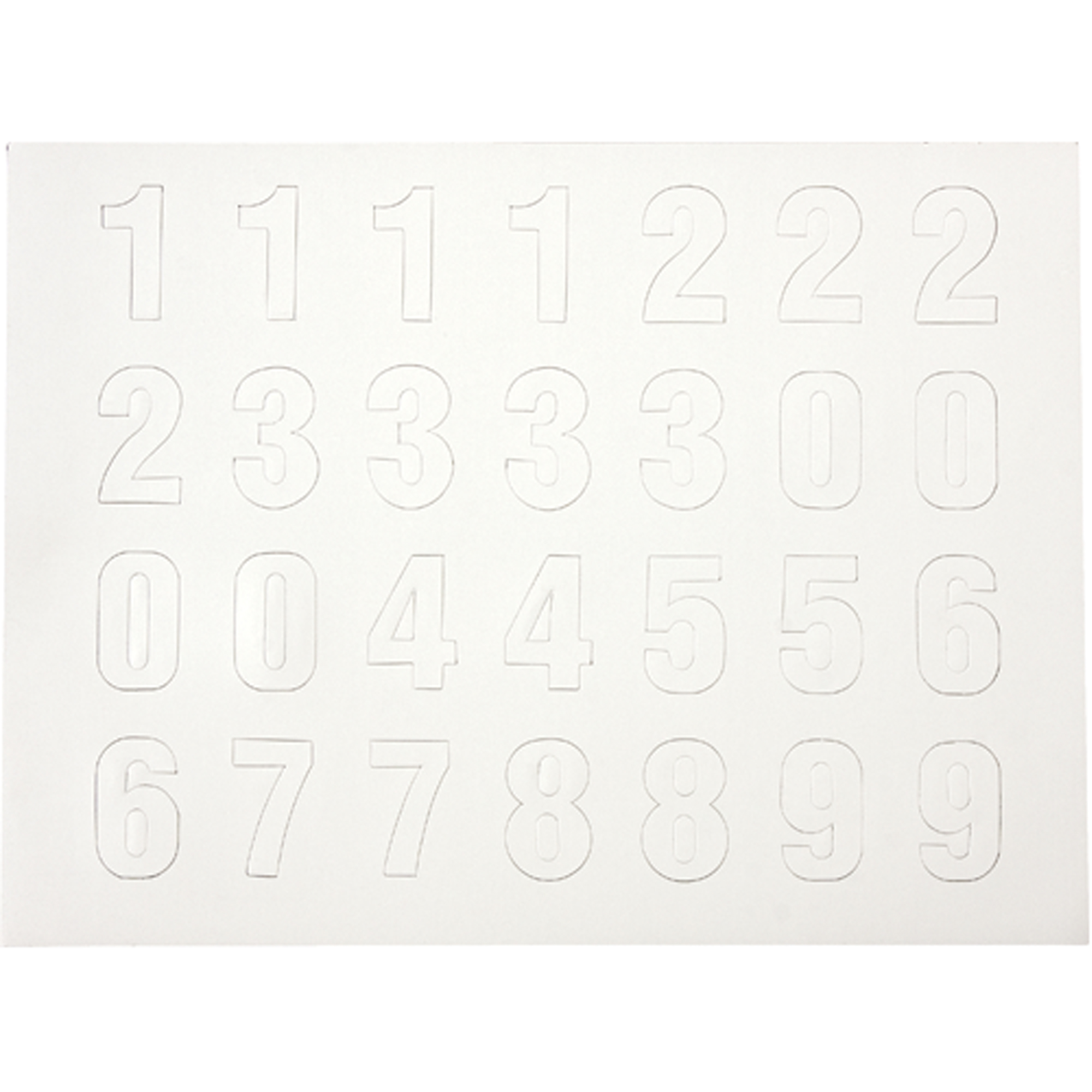 Chiffres magnétiques découpés, 0 à 9, 1-1/2" h, Blanc