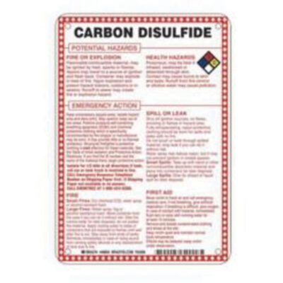 Enseigne «Carbon Disulfide Potential Hazards», 10" x 7", Fibre de verre, Anglais avec pictogramme