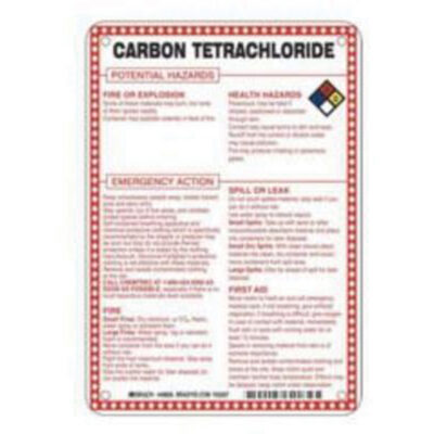Enseigne «Carbon Tetrachloride Potential Hazards», 10" x 7", Fibre de verre, Anglais avec pictogramme