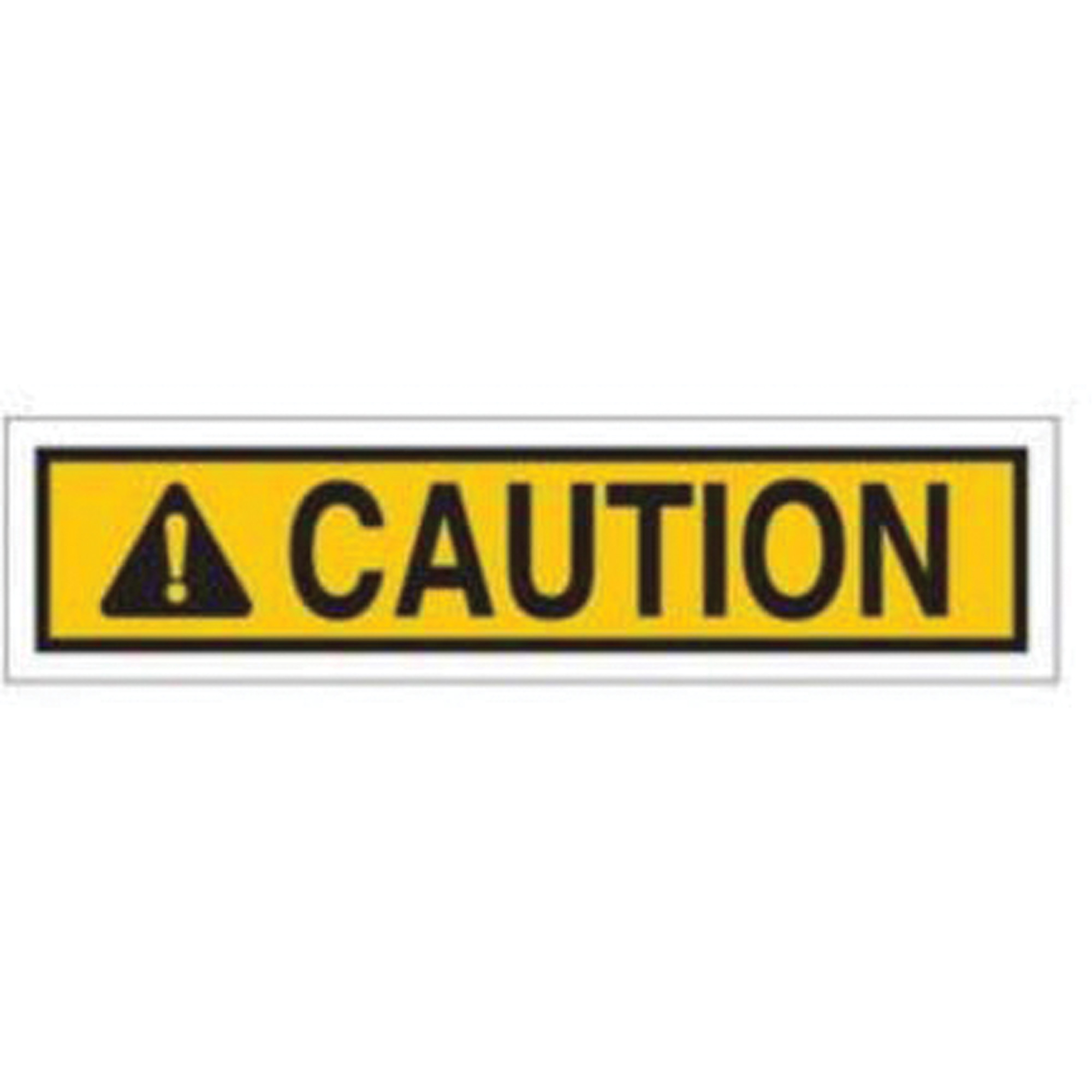 Enseigne «Caution», 2-1/4" x 9", Polyester, Anglais avec pictogramme