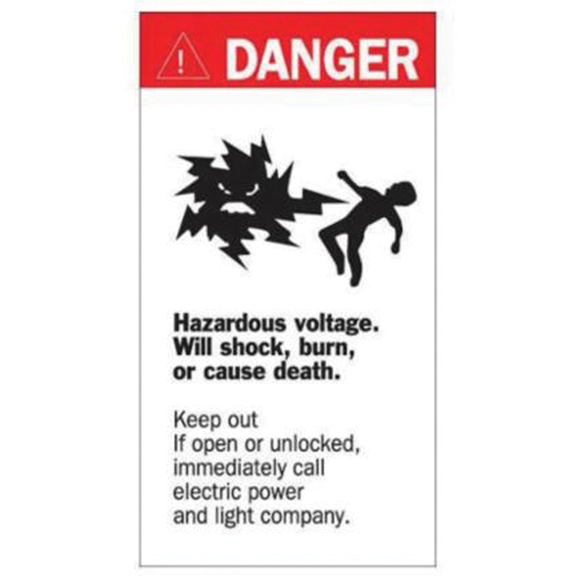 Enseigne «Danger Hazardous Voltage», 8" x 4-1/2", Acrylique, Anglais avec pictogramme