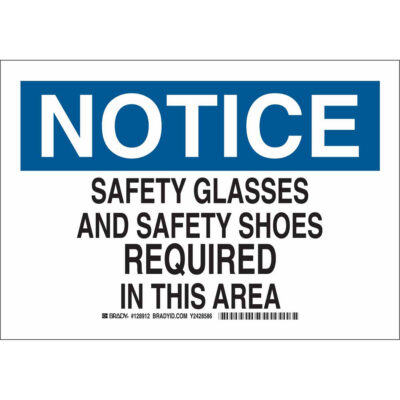 Enseigne « Safety Glasses & Safety Shoes Required », 10" x 14", Polyester, Anglais