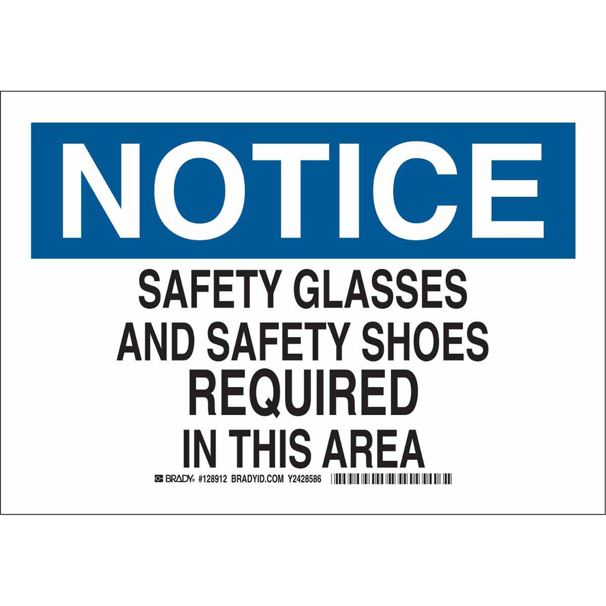 Enseigne « Safety Glasses & Safety Shoes Required », 10" x 14", Polyester, Anglais
