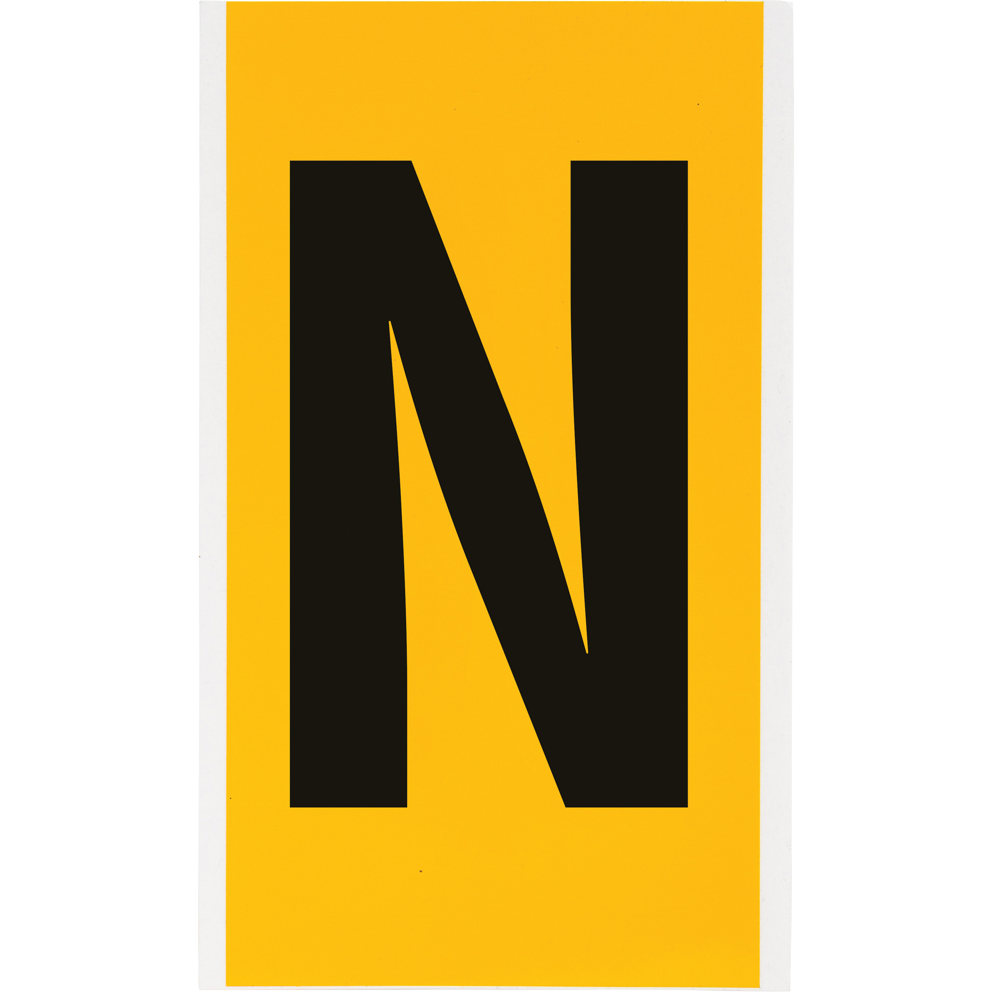 Étiquette de lettre & chiffre individuel, N, 6" h, Noir sur jaune