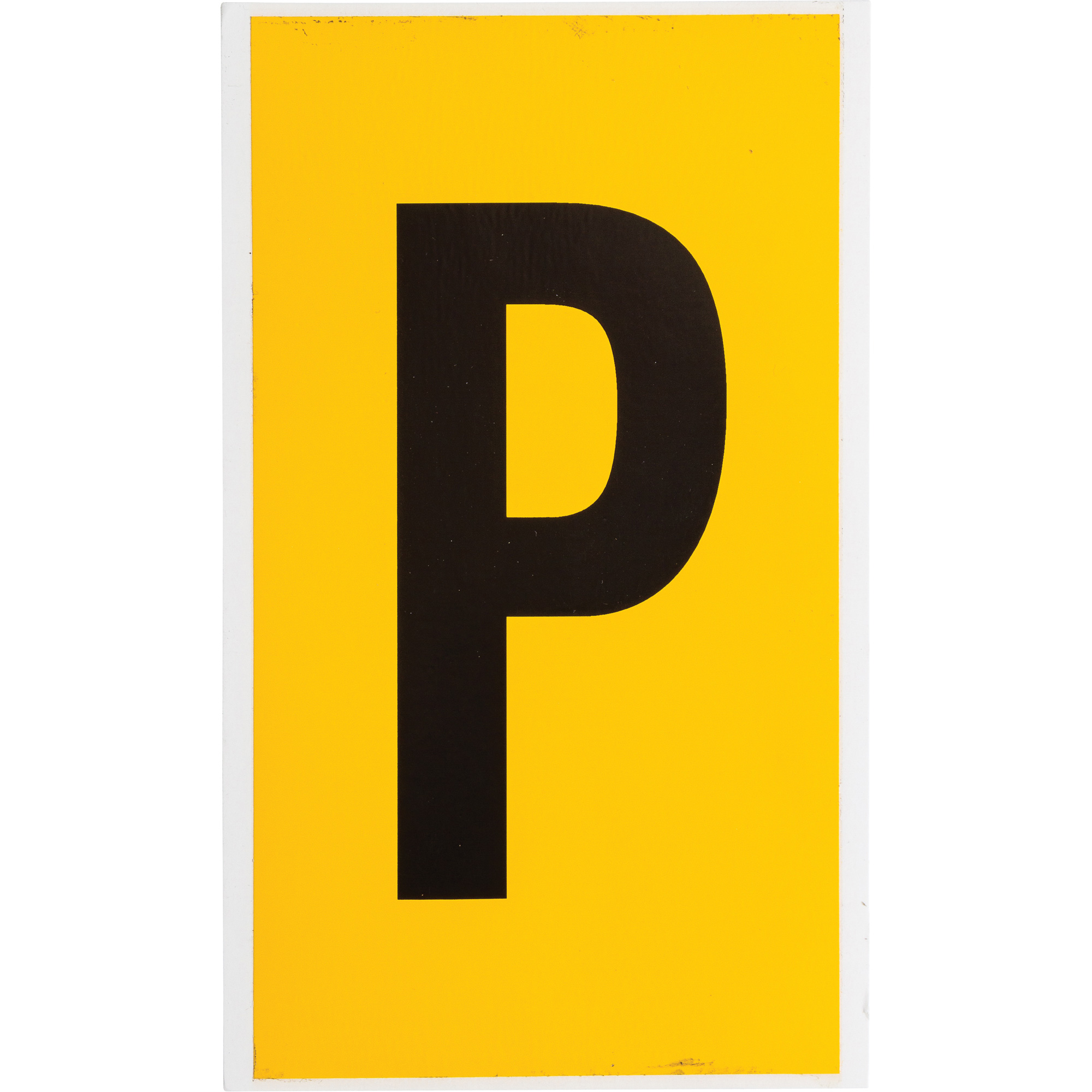 Étiquette de lettre & chiffre individuel, P, 6" h, Noir sur jaune