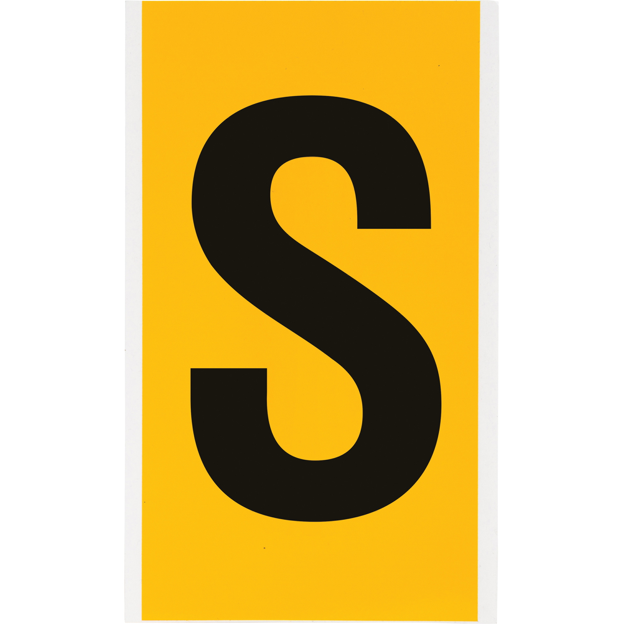 Étiquette de lettre & chiffre individuel, S, 6" h, Noir sur jaune