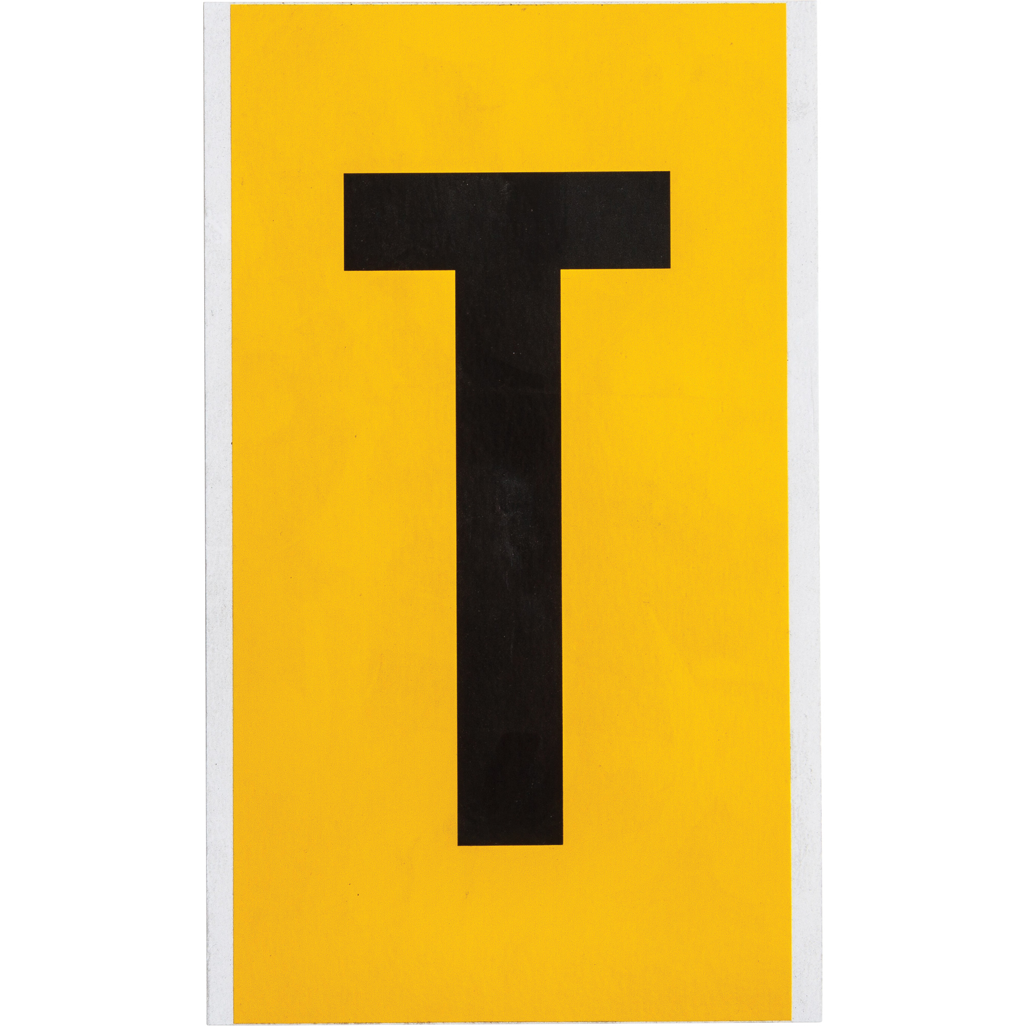 Étiquette de lettre & chiffre individuel, T, 6" h, Noir sur jaune