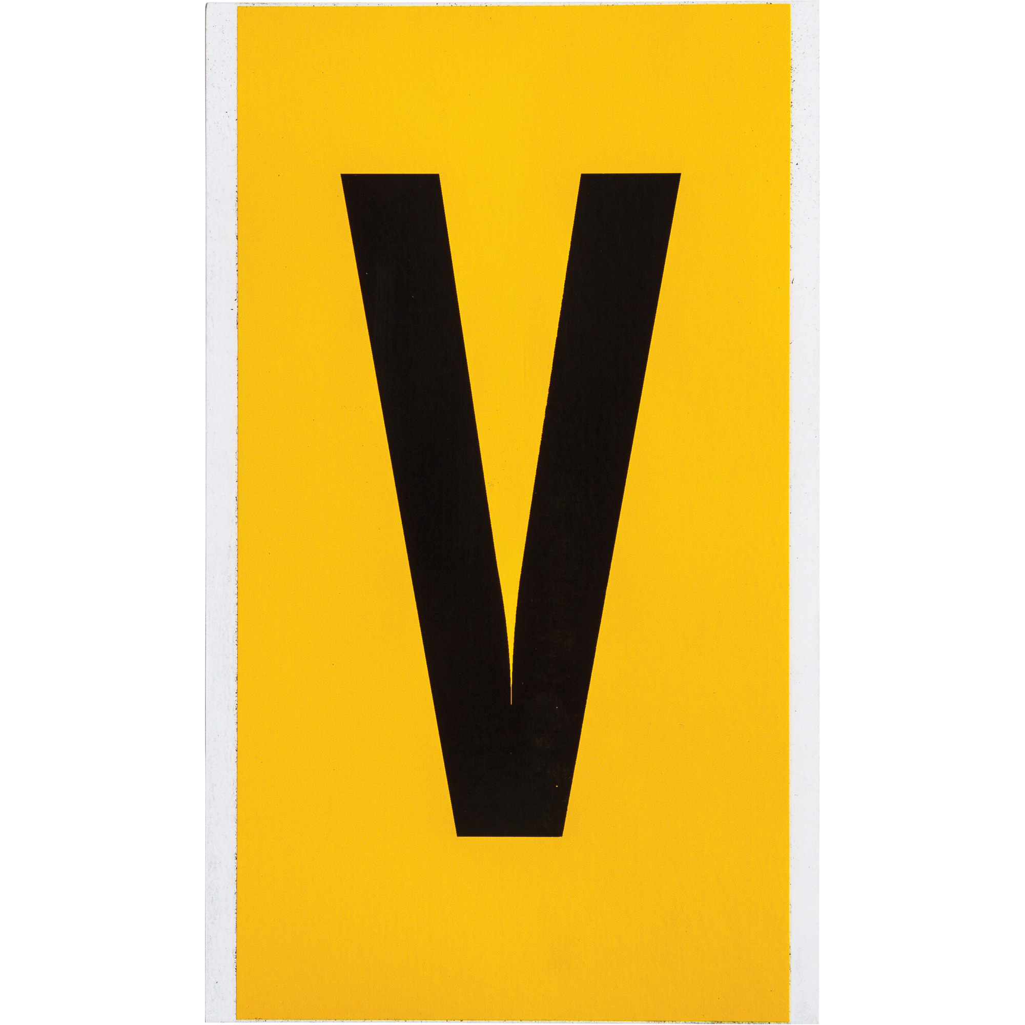 Étiquette de lettre & chiffre individuel, V, 6" h, Noir sur jaune