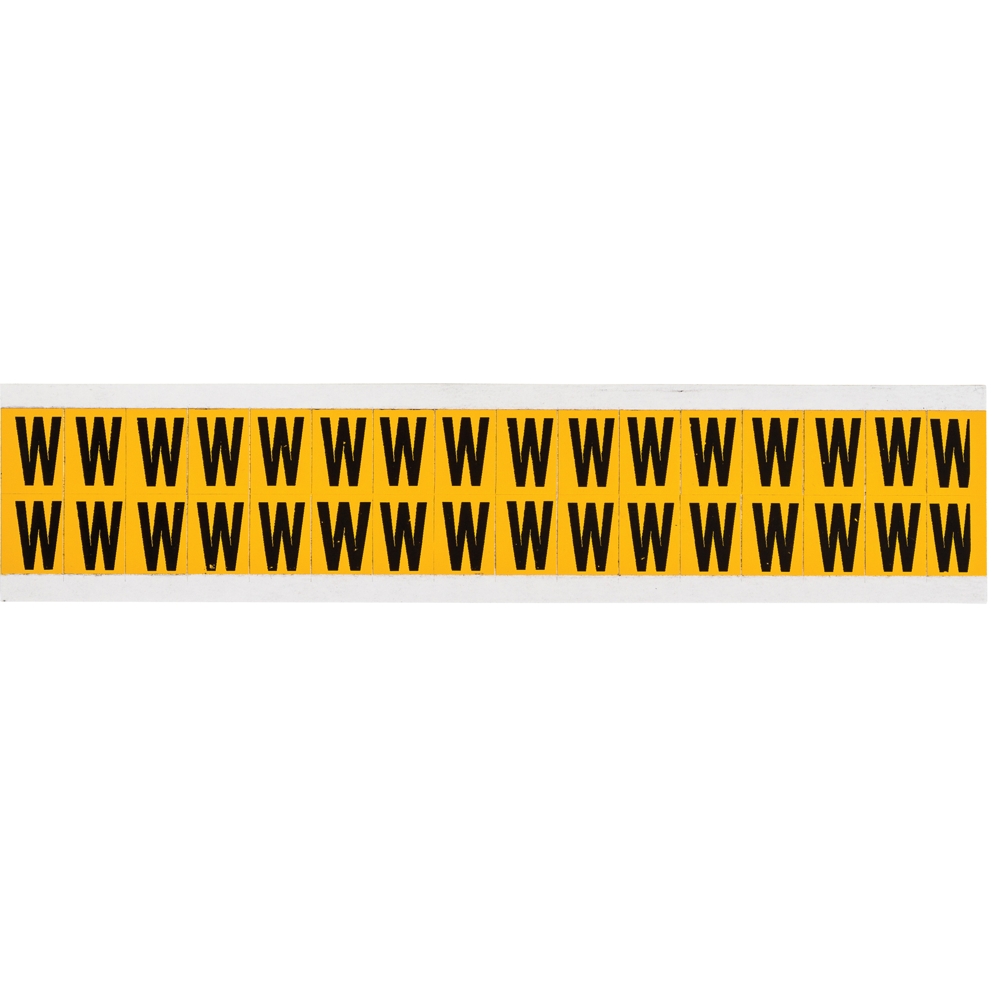 Étiquette de lettre & chiffre individuel, W, 5/8" h, Noir sur jaune