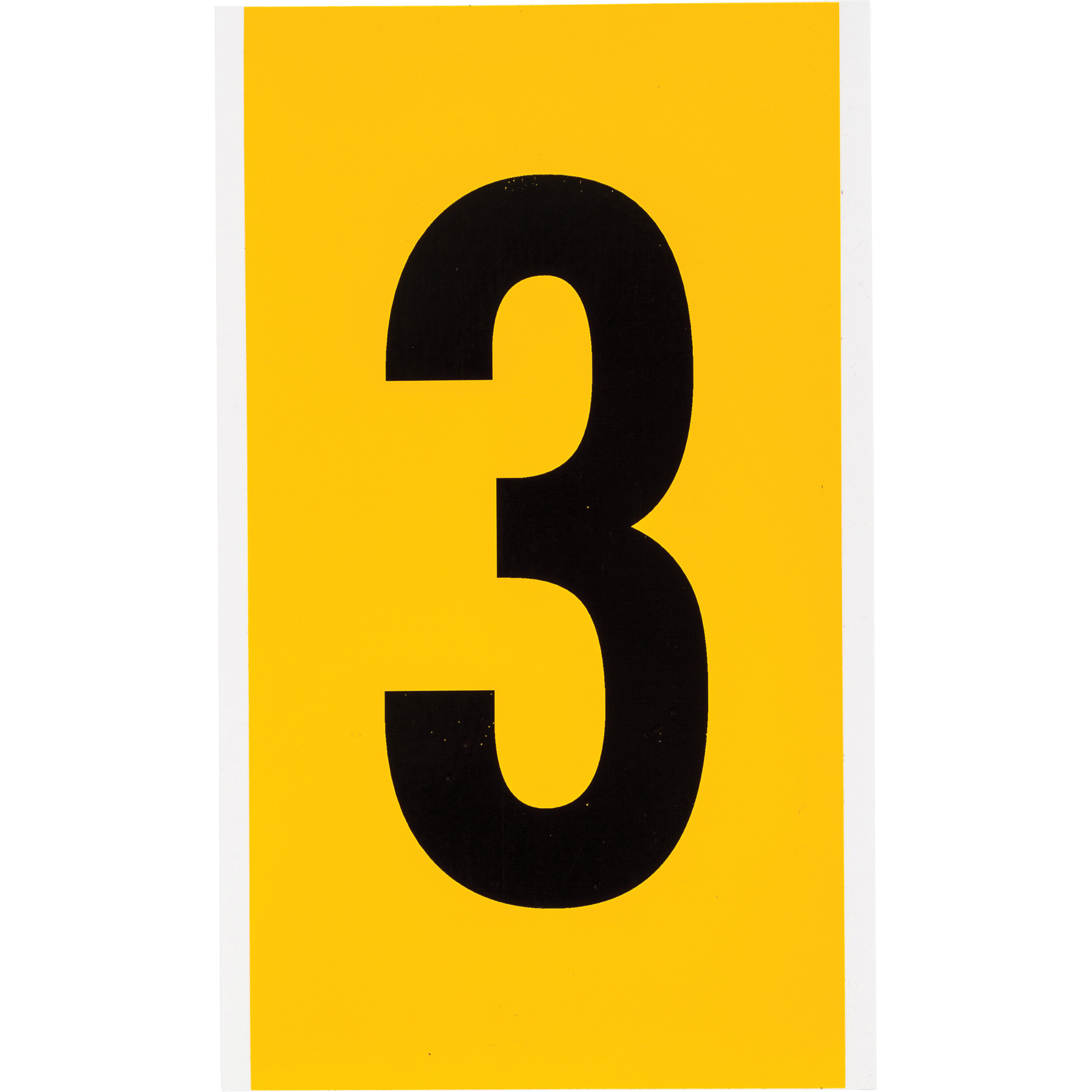 Étiquette de lettre et chiffre individuel, 3, 6" h, Noir sur jaune