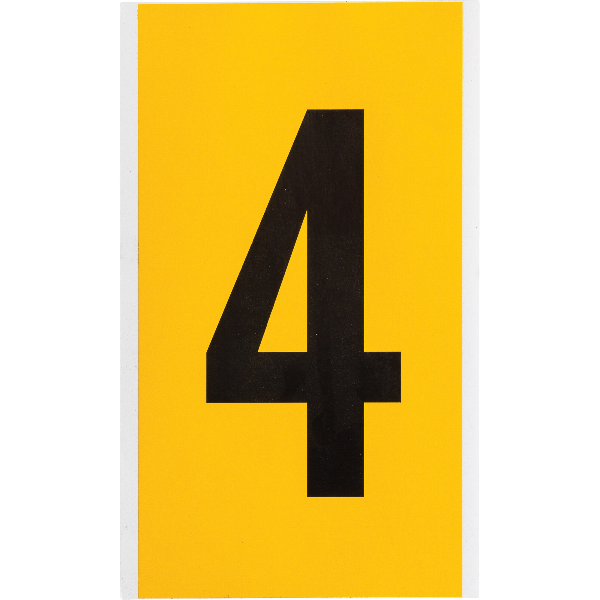 Étiquette de lettre et chiffre individuel, 4, 6" h, Noir sur jaune