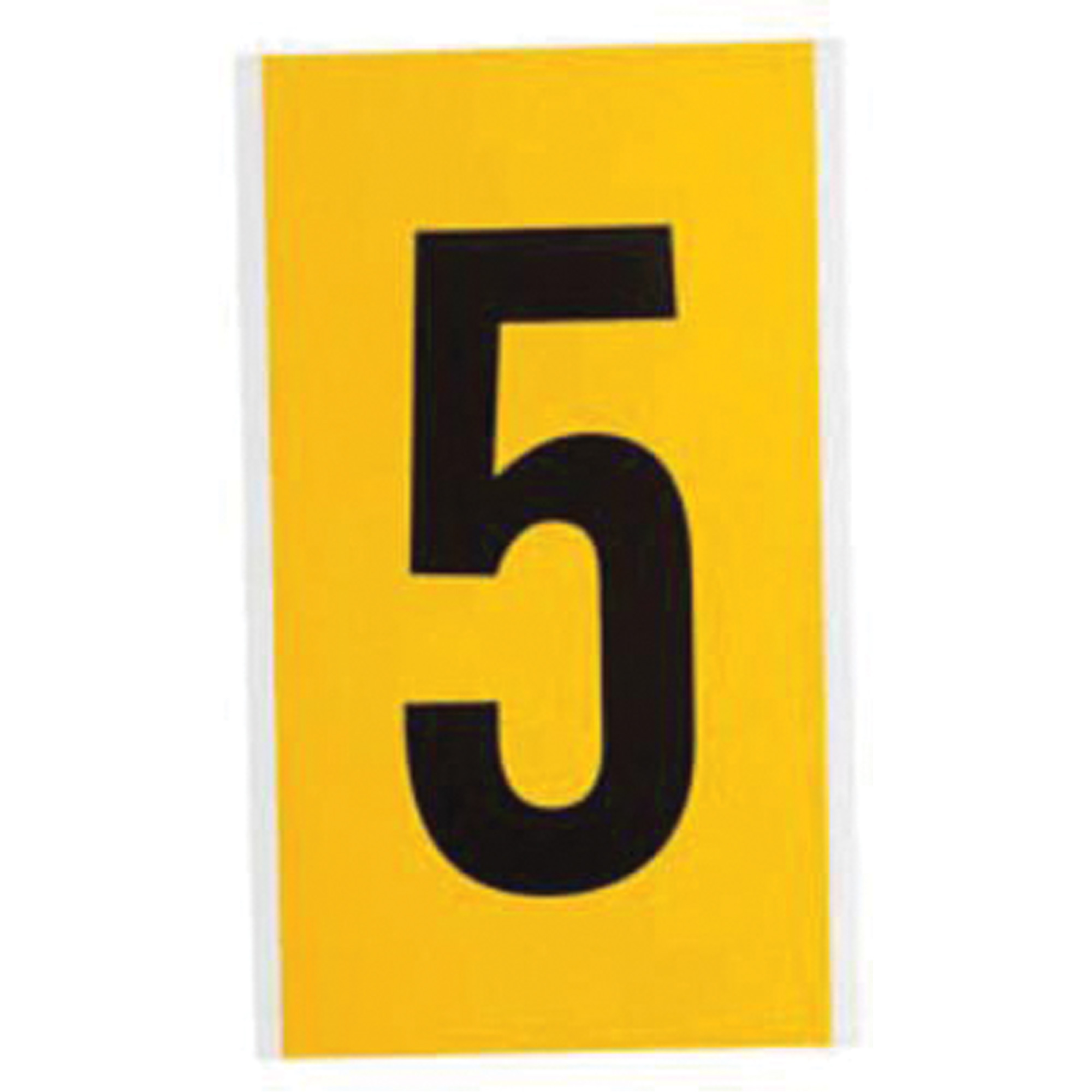 Étiquette de lettre et chiffre individuel, 5, 6" h, Noir sur jaune