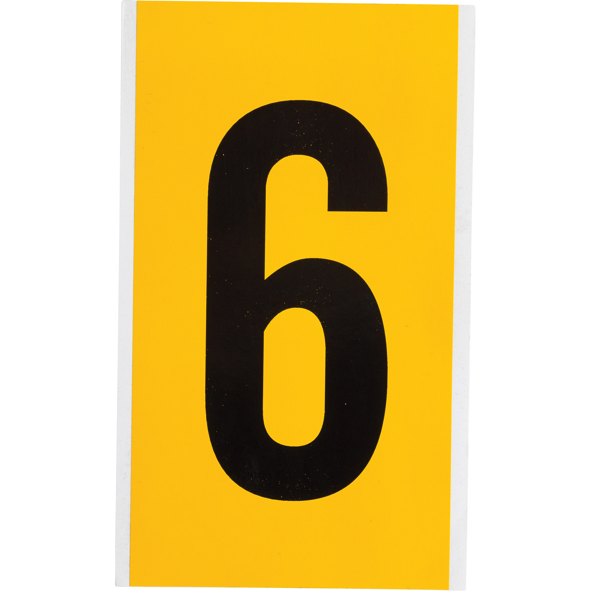 Étiquette de lettre et chiffre individuel, 6, 6" h, Noir sur jaune