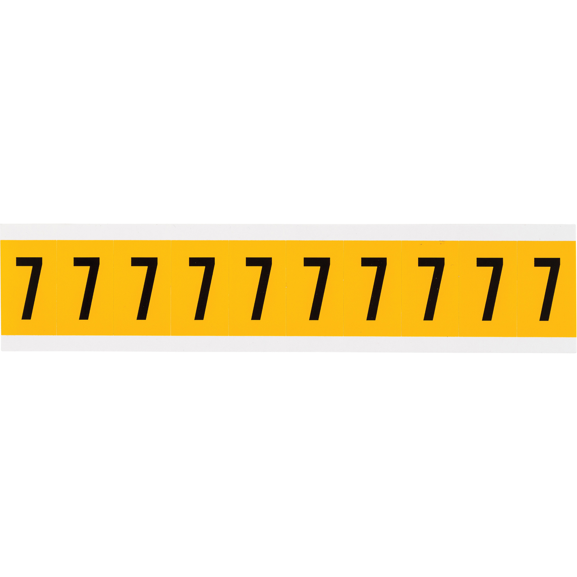 Étiquette de lettre et chiffre individuel, 7, 1" h, Noir sur jaune