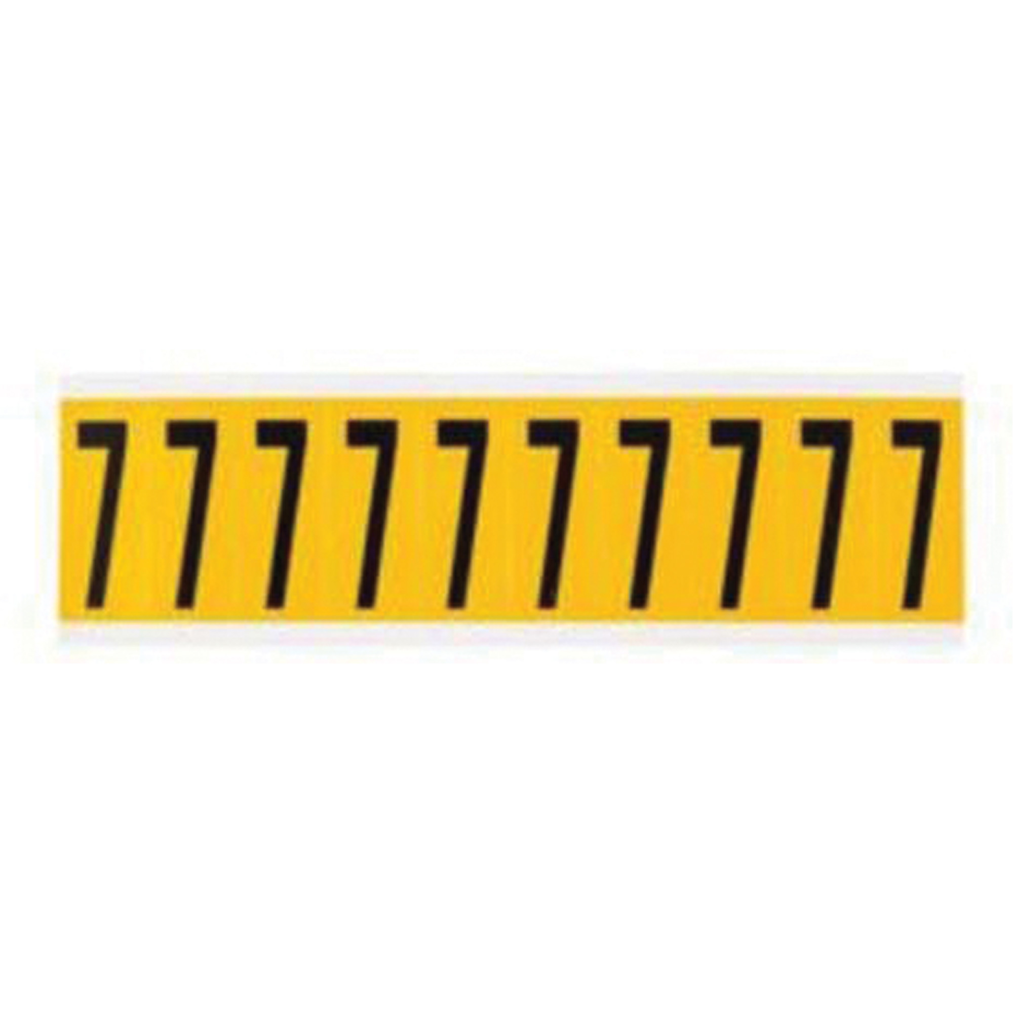 Étiquette de lettre et chiffre individuel, 7, 2" h, Noir sur jaune