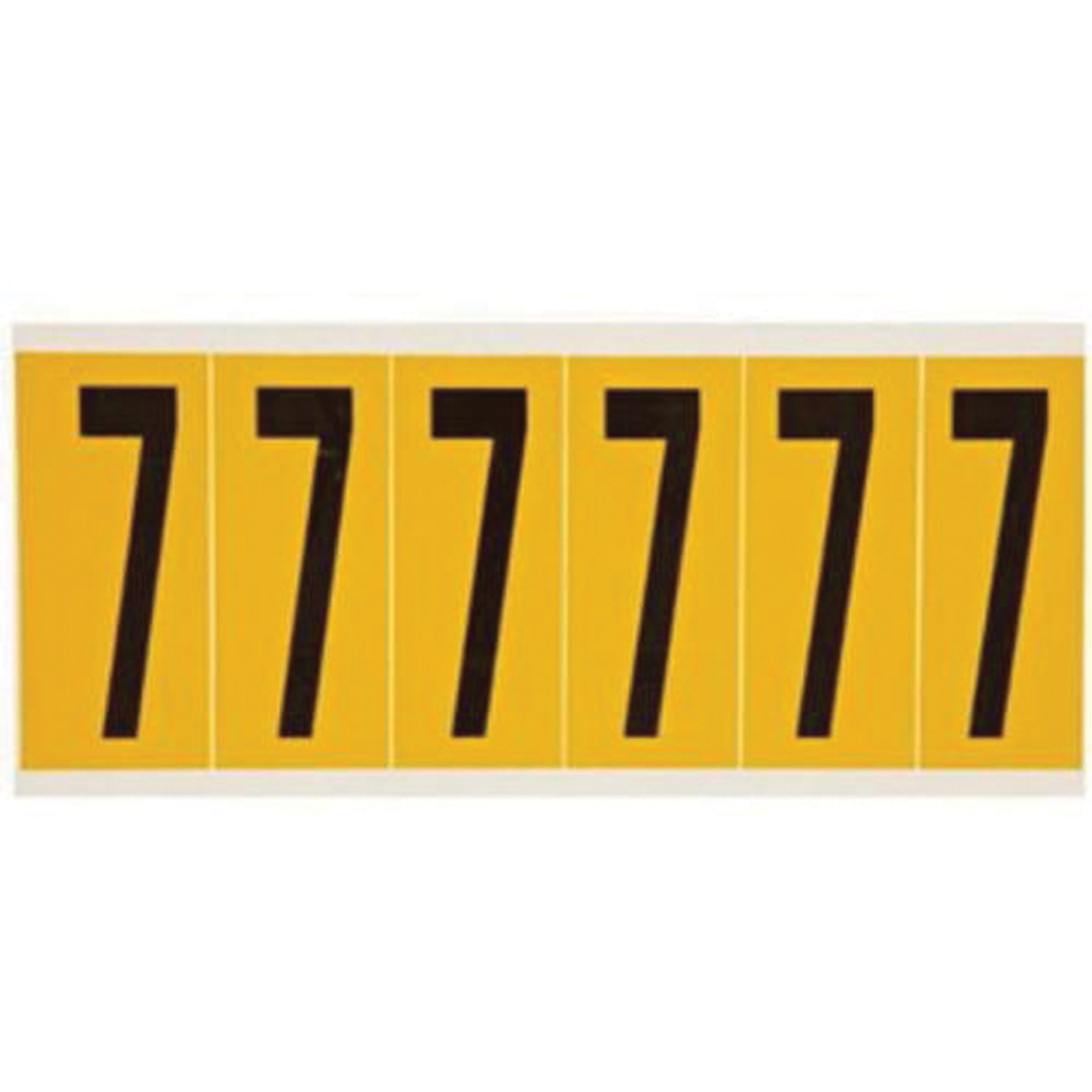 Étiquette de lettre et chiffre individuel, 7, 3" h, Noir sur jaune