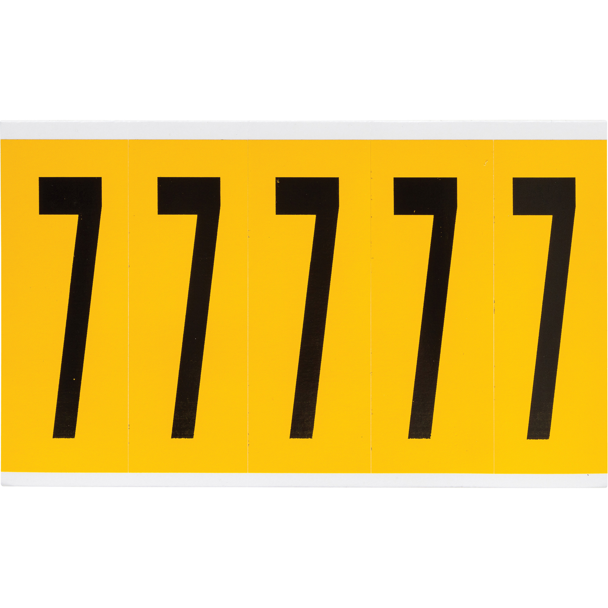 Étiquette de lettre et chiffre individuel, 7, 4" h, Noir sur jaune