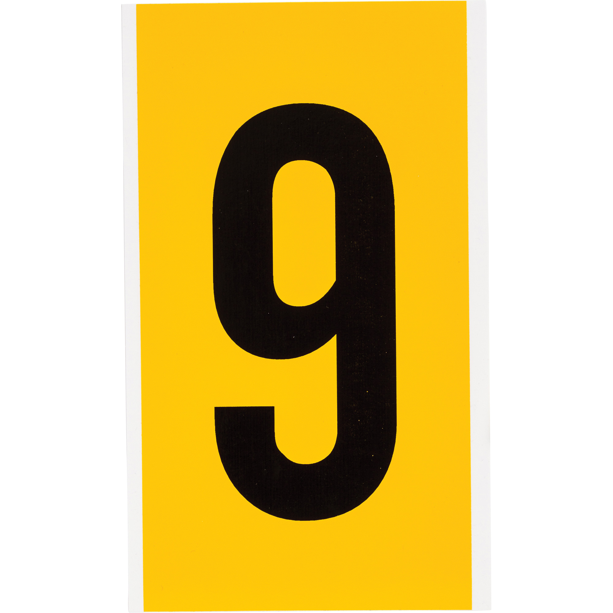Étiquette de lettre et chiffre individuel, 9, 6" h, Noir sur jaune