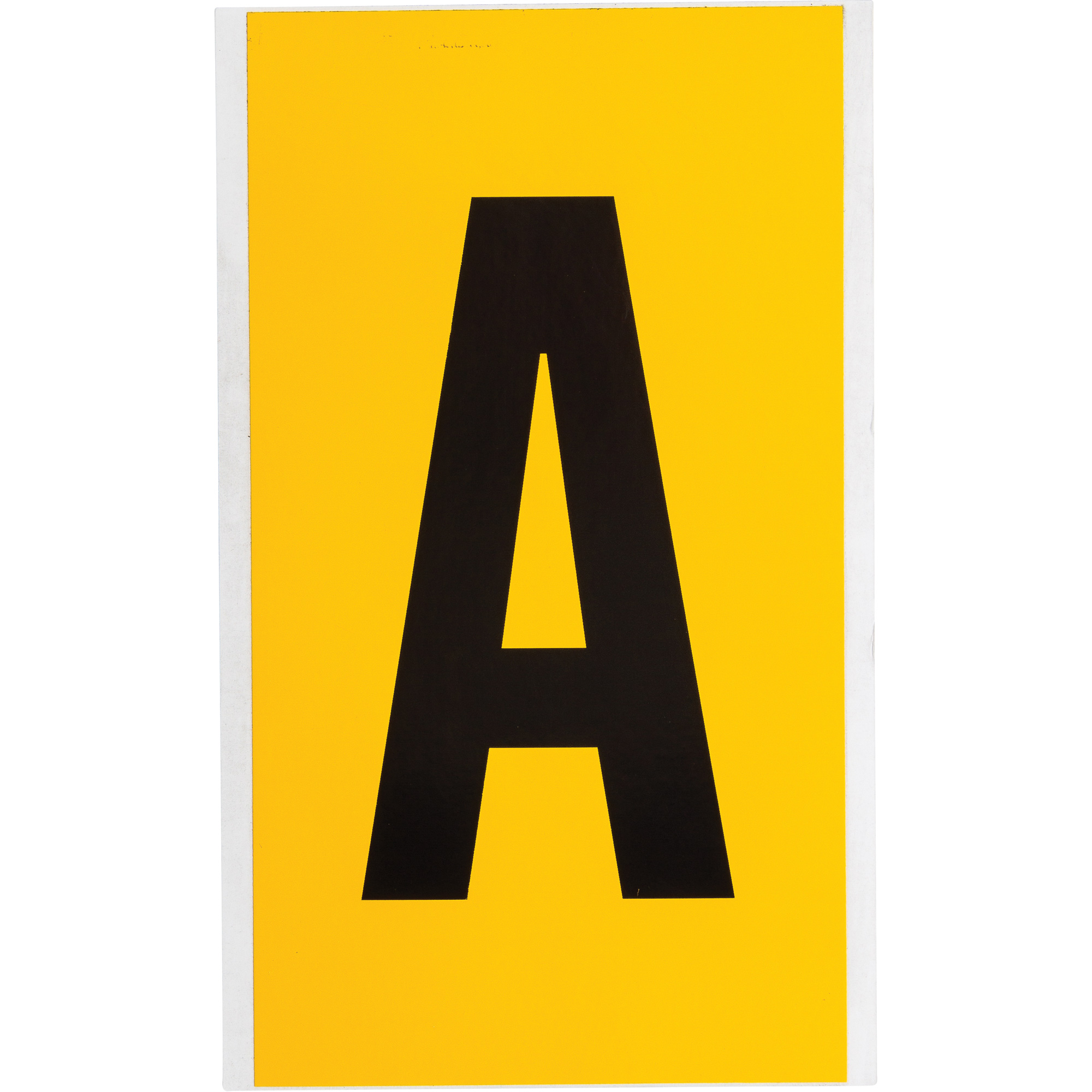 Étiquette de lettre et chiffre individuel, A, 6" h, Noir sur jaune