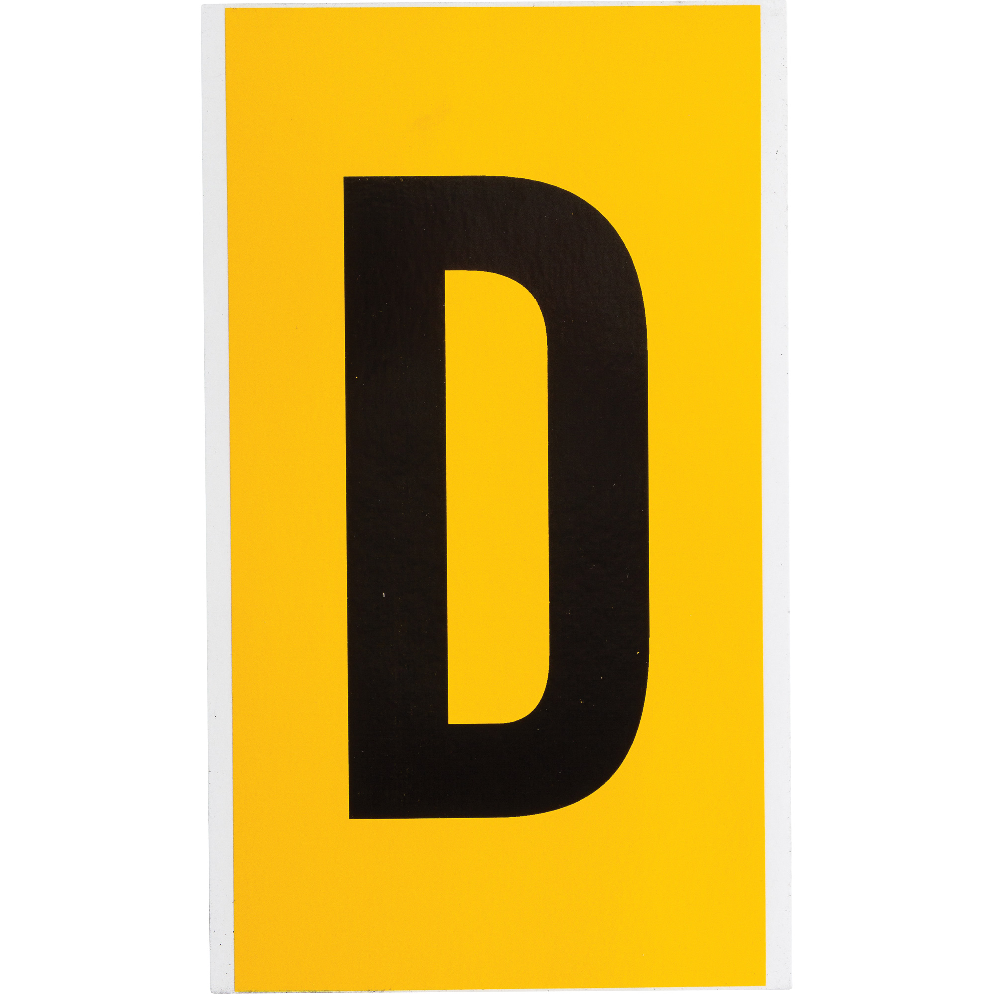 Étiquette de lettre et chiffre individuel, D, 6" h, Noir sur jaune