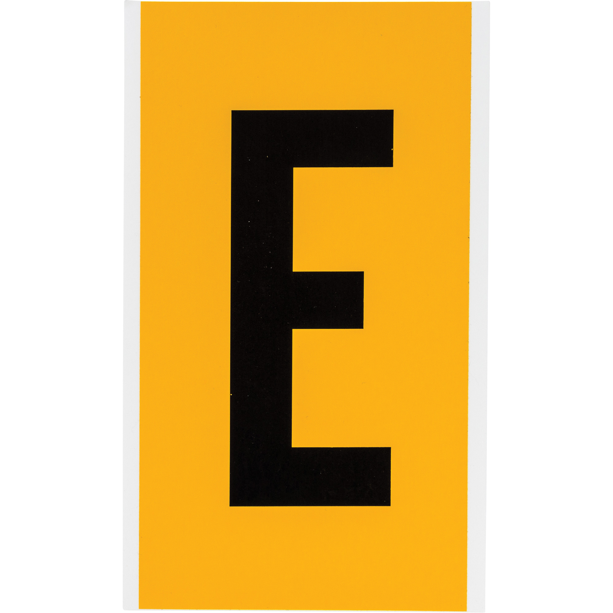 Étiquette de lettre et chiffre individuel, E, 6" h, Noir sur jaune