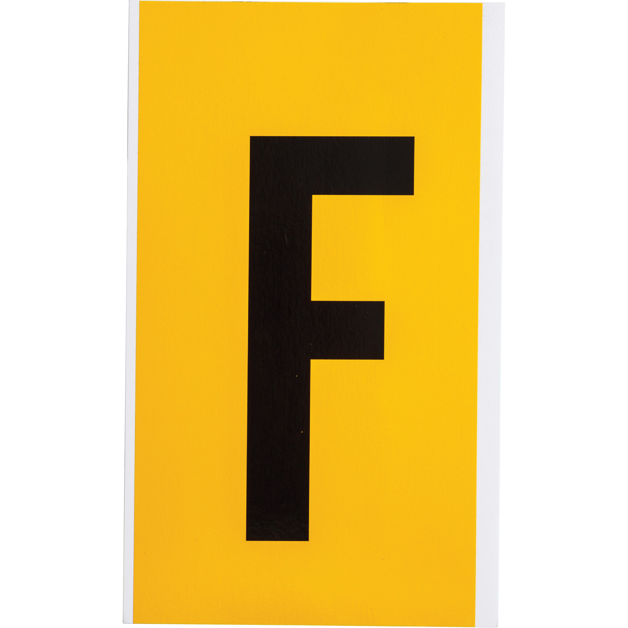 Étiquette de lettre et chiffre individuel, F, 6" h, Noir sur jaune