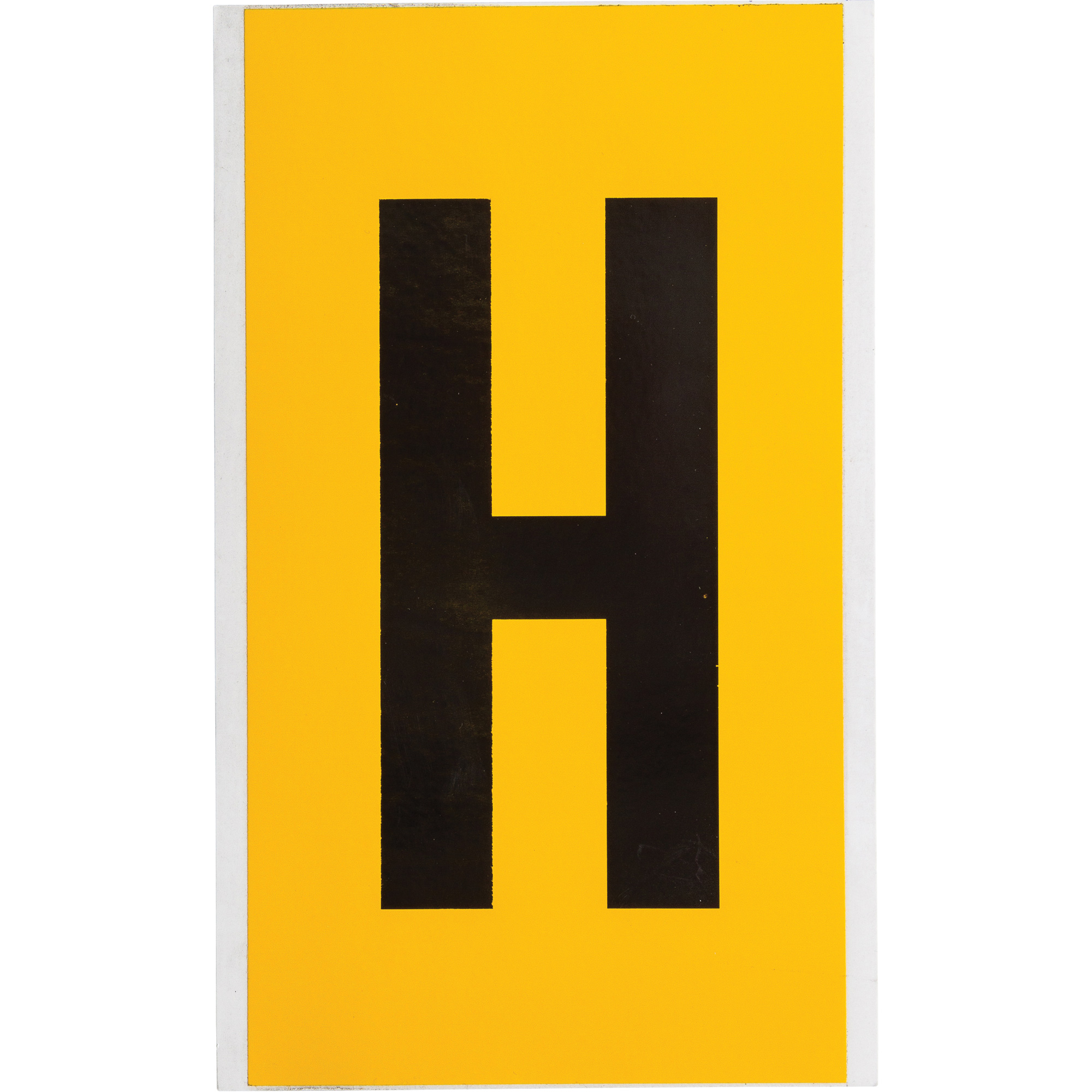 Étiquette de lettre et chiffre individuel, H, 6" h, Noir sur jaune