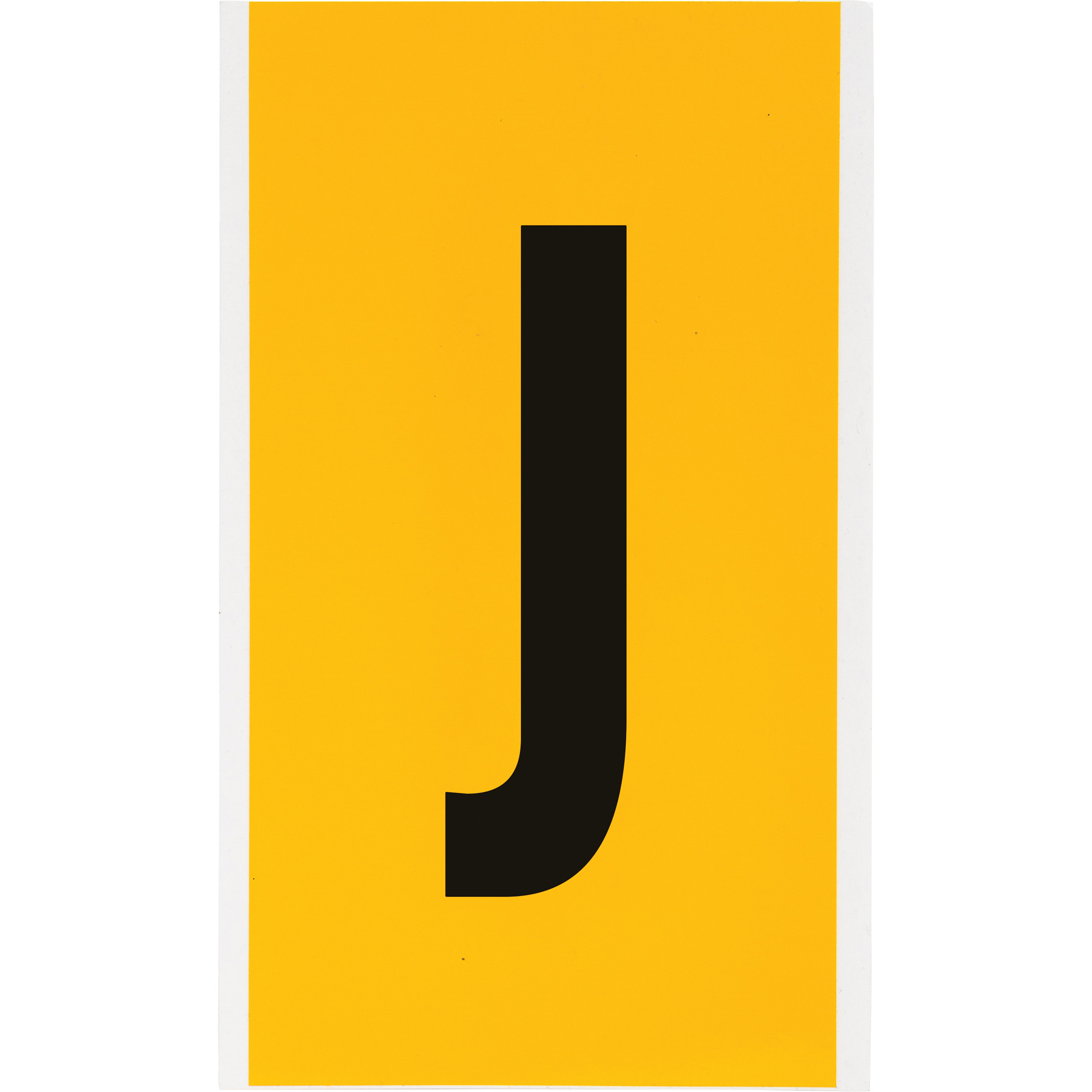 Étiquette de lettre et chiffre individuel, J, 6" h, Noir sur jaune