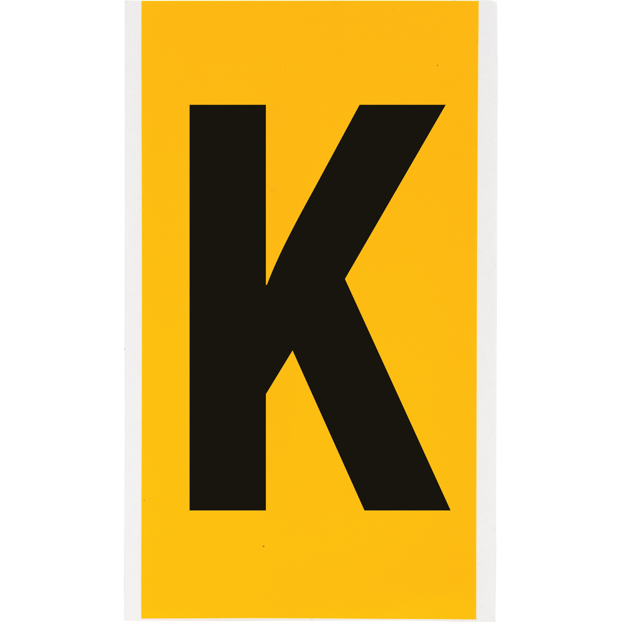 Étiquette de lettre et chiffre individuel, K, 6" h, Noir sur jaune