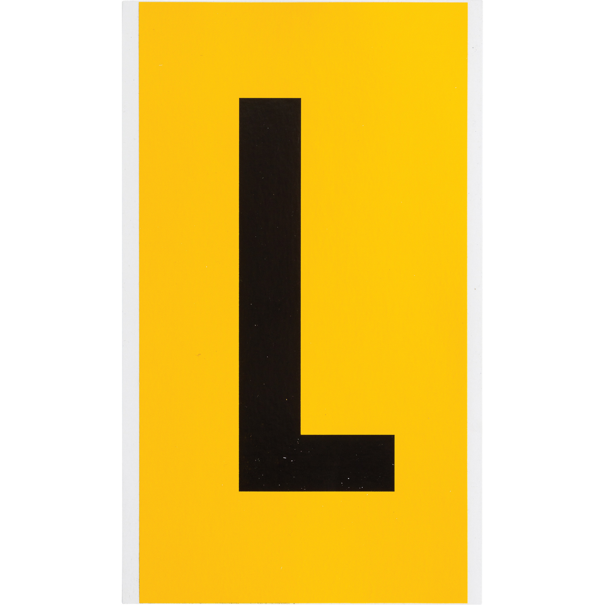 Étiquette de lettre et chiffre individuel, L, 6" h, Noir sur jaune