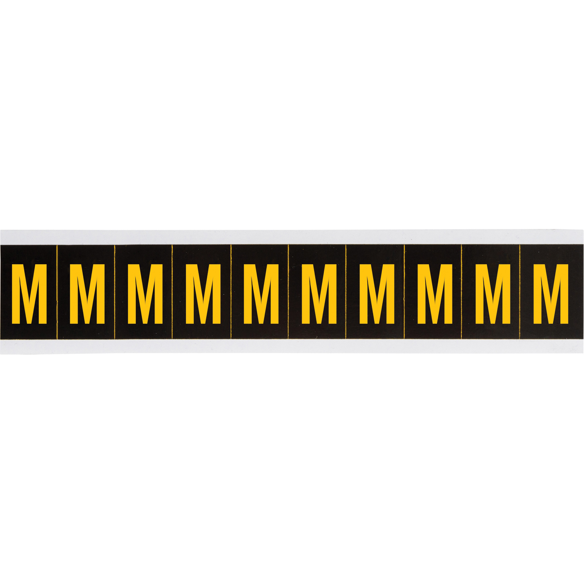 Étiquette de lettres & chiffres individuels, M, 2" h, Jaune sur noir