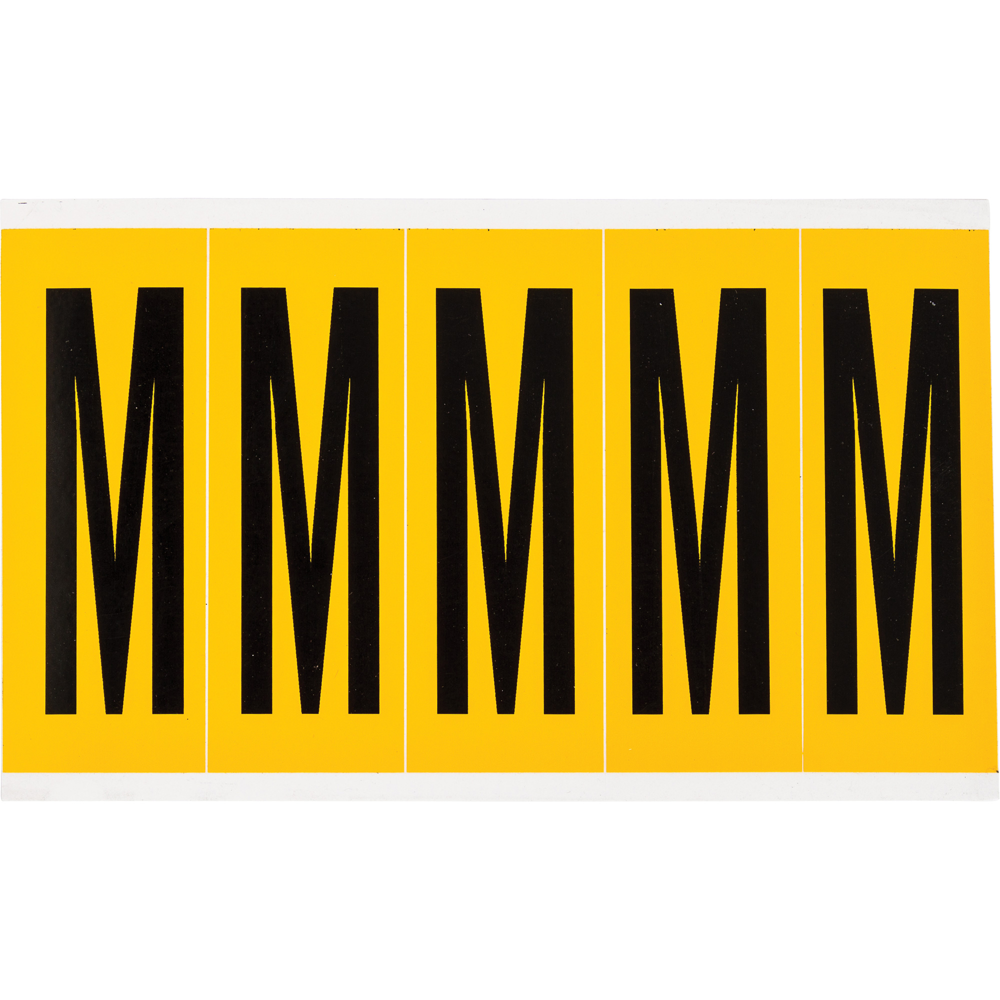 Étiquette de lettres & chiffres individuels, M, 4" h, Noir sur jaune