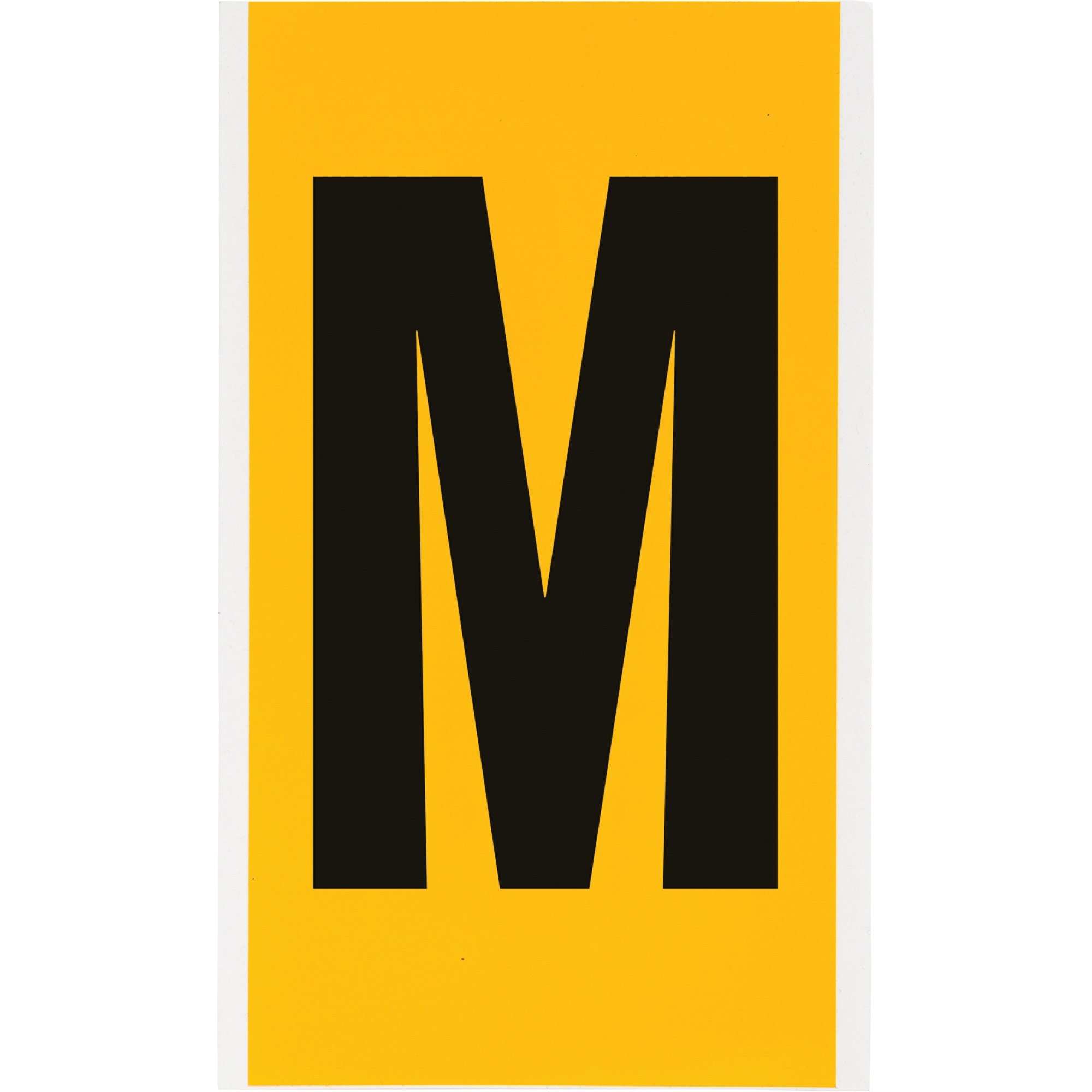 Étiquette de lettres & chiffres individuels, M, 6" h, Noir sur jaune