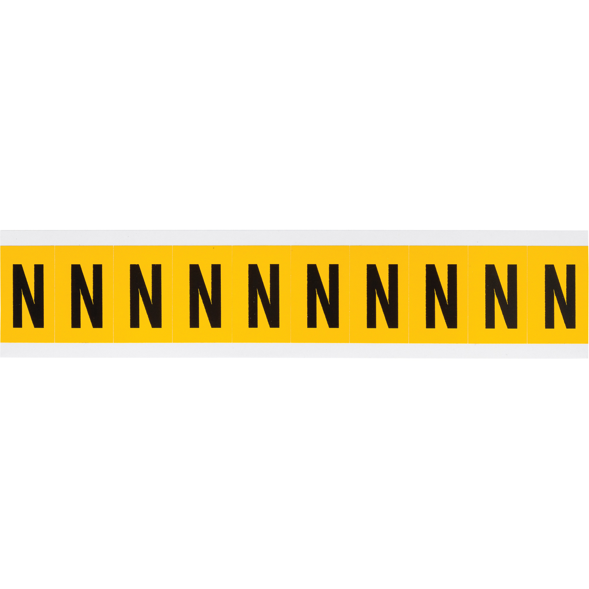 Étiquette de lettres & chiffres individuels, N, 1" h, Noir sur jaune