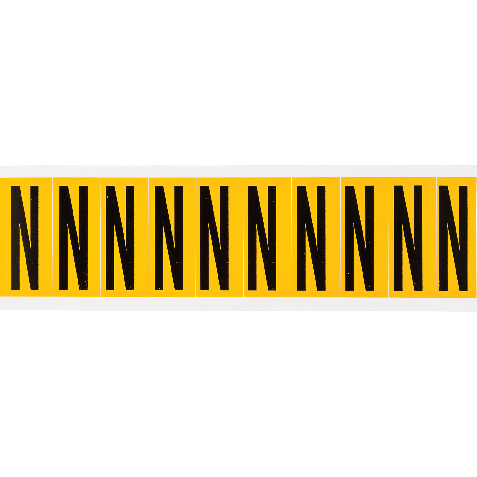 Étiquette de lettres & chiffres individuels, N, 2" h, Noir sur jaune