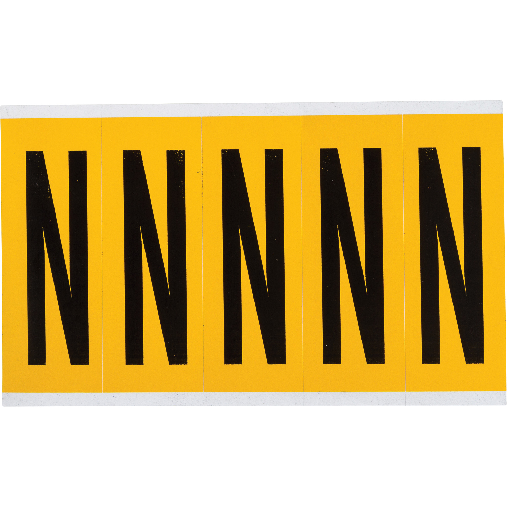 Étiquette de lettres & chiffres individuels, N, 4" h, Noir sur jaune
