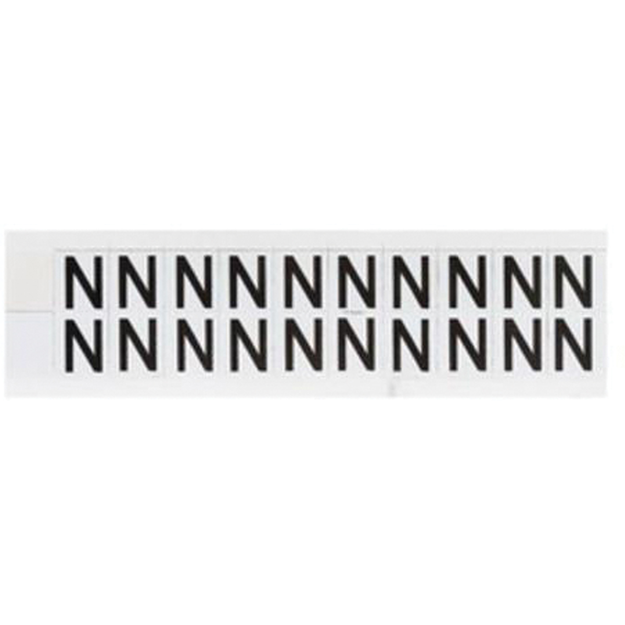 Étiquette de lettres & chiffres individuels, N, 5/8" h, Noir sur blanc
