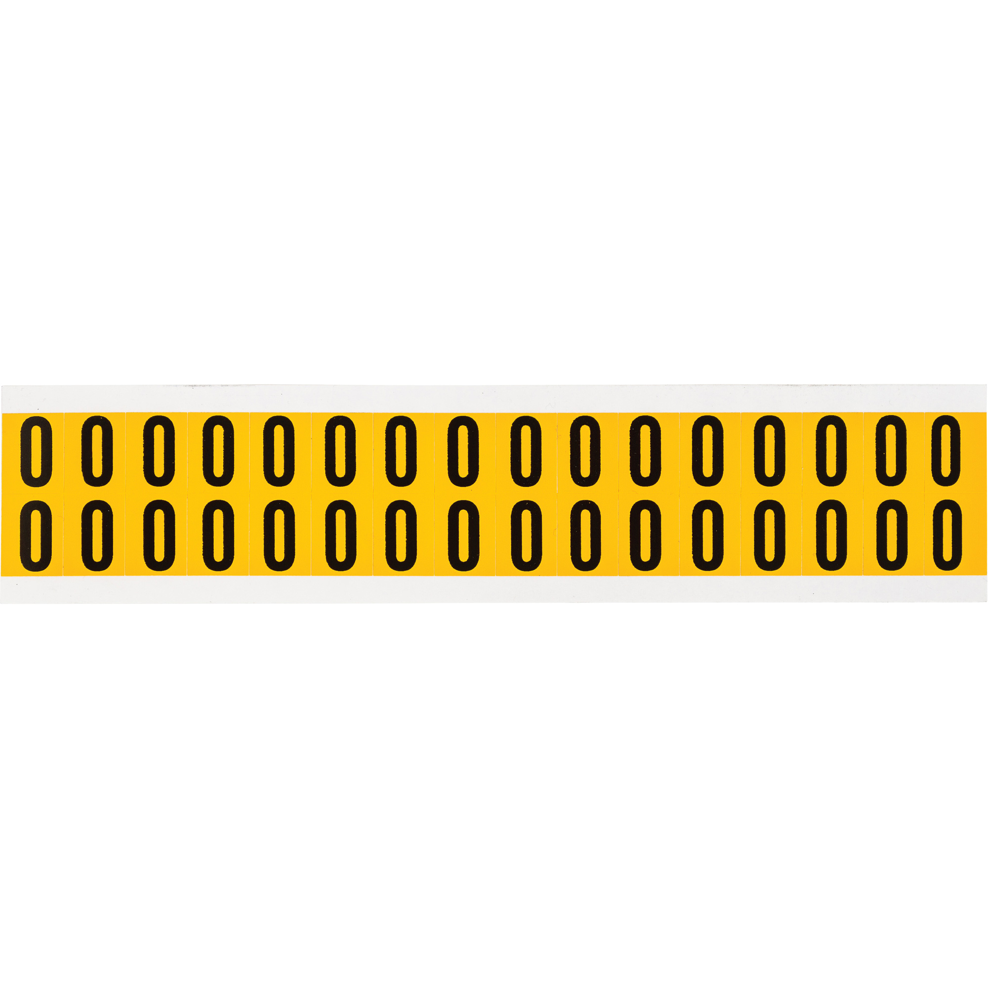 Étiquette de lettres & chiffres individuels, O, 5/8" h, Noir sur jaune