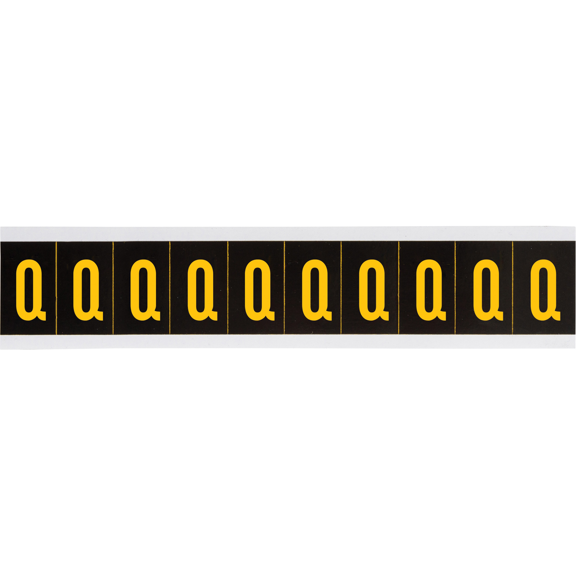 Étiquette de lettres & chiffres individuels, Q, 2" h, Jaune sur noir