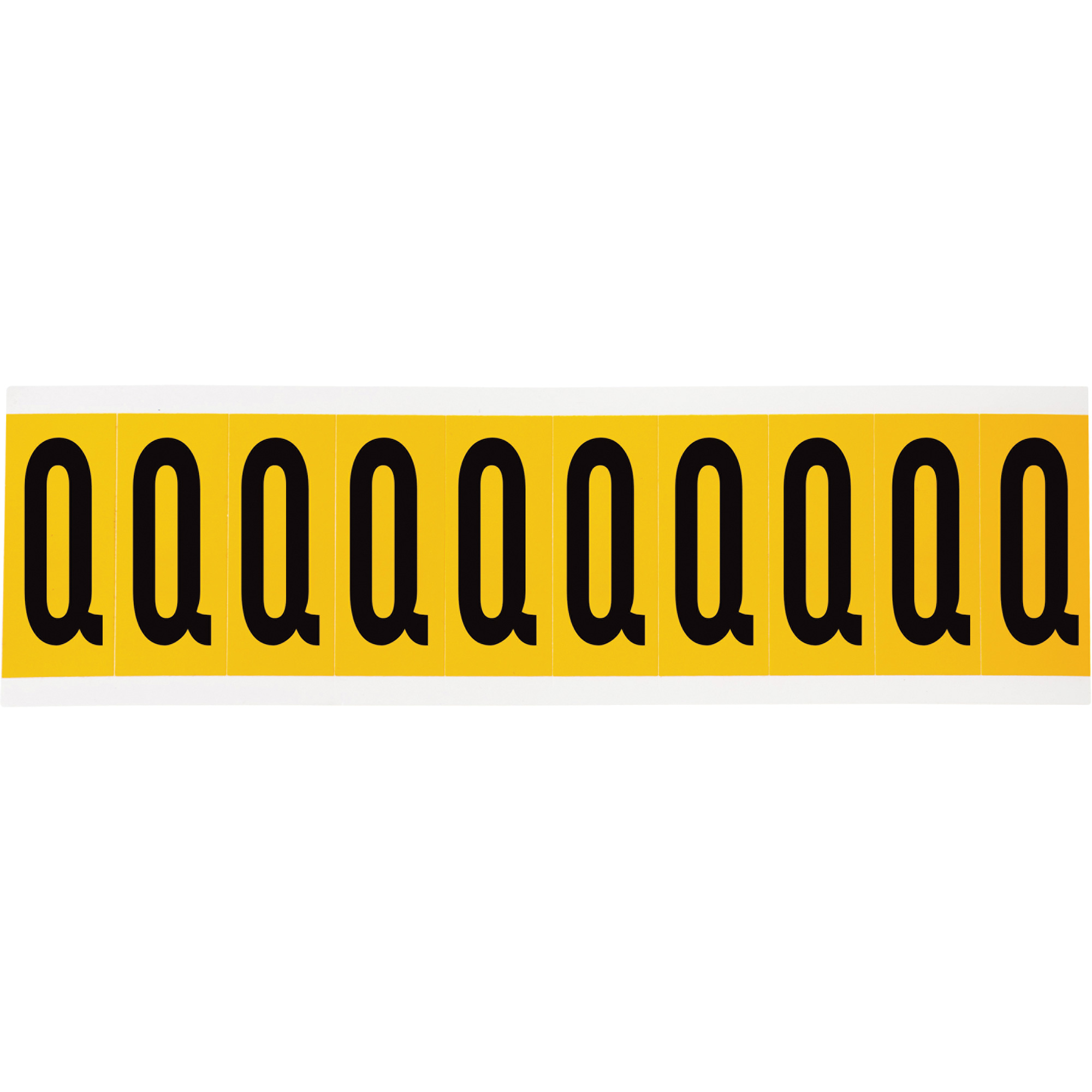 Étiquette de lettres & chiffres individuels, Q, 2" h, Noir sur jaune