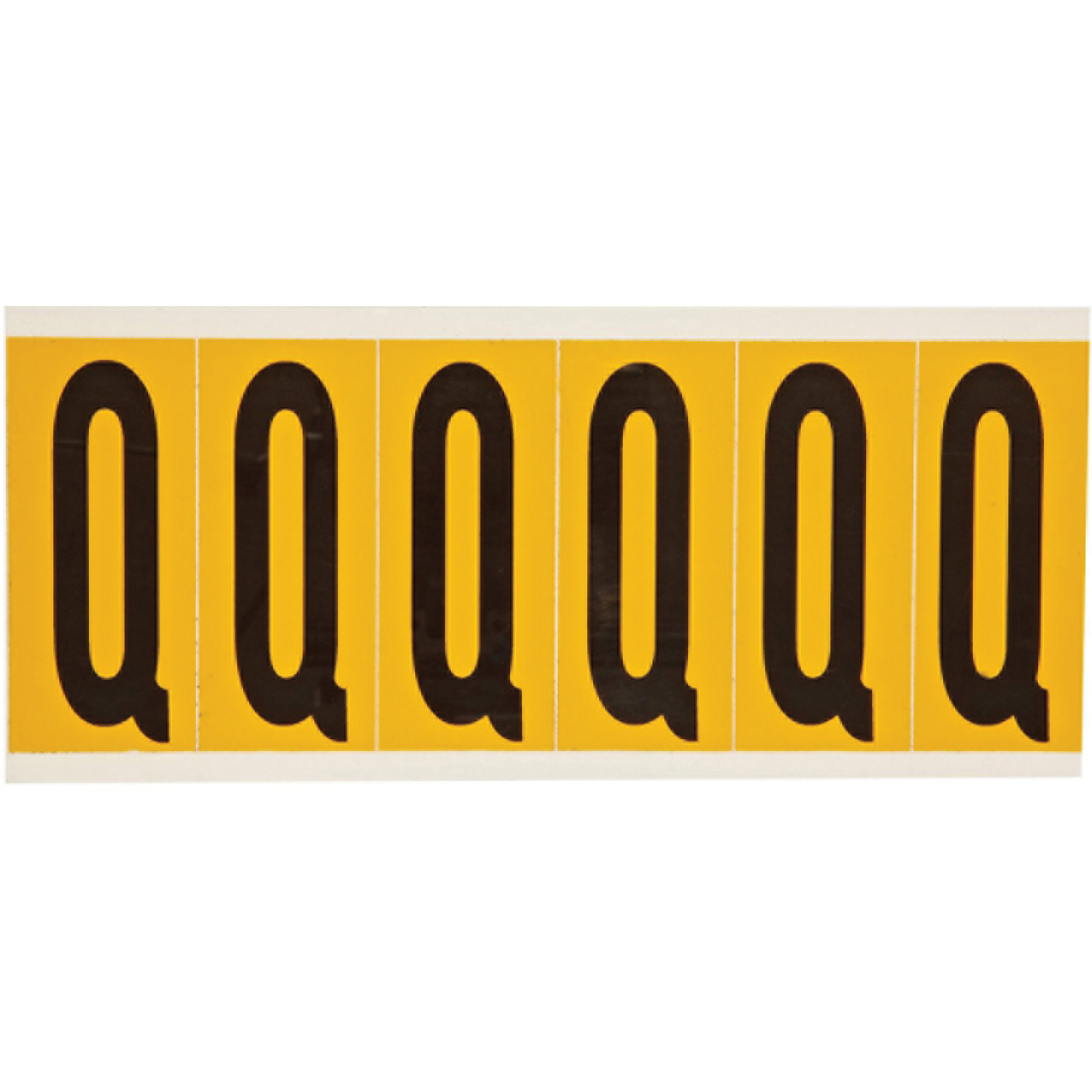Étiquette de lettres & chiffres individuels, Q, 3" h, Noir sur jaune