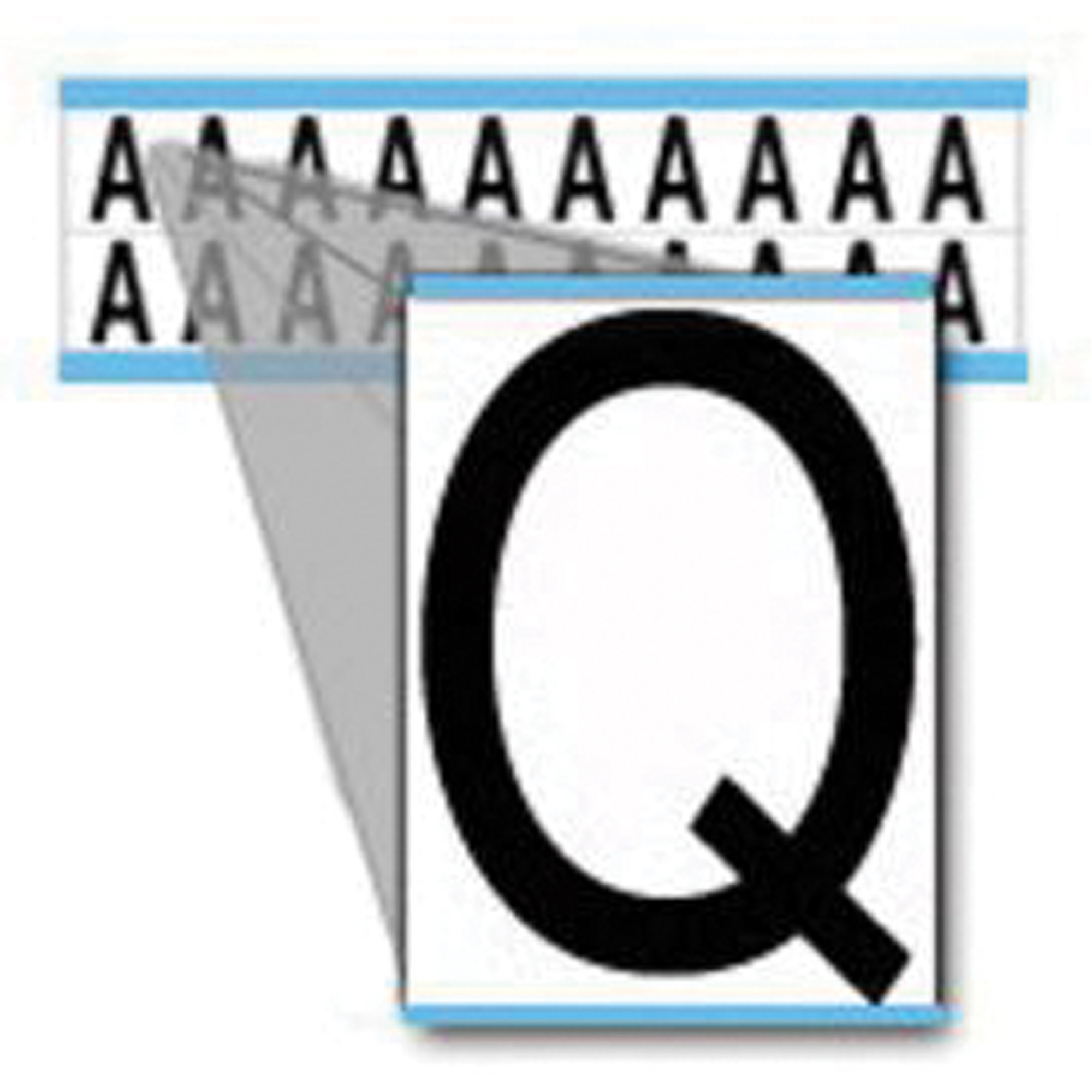 Étiquette de lettres & chiffres individuels, Q, 5/8" h, Noir sur blanc