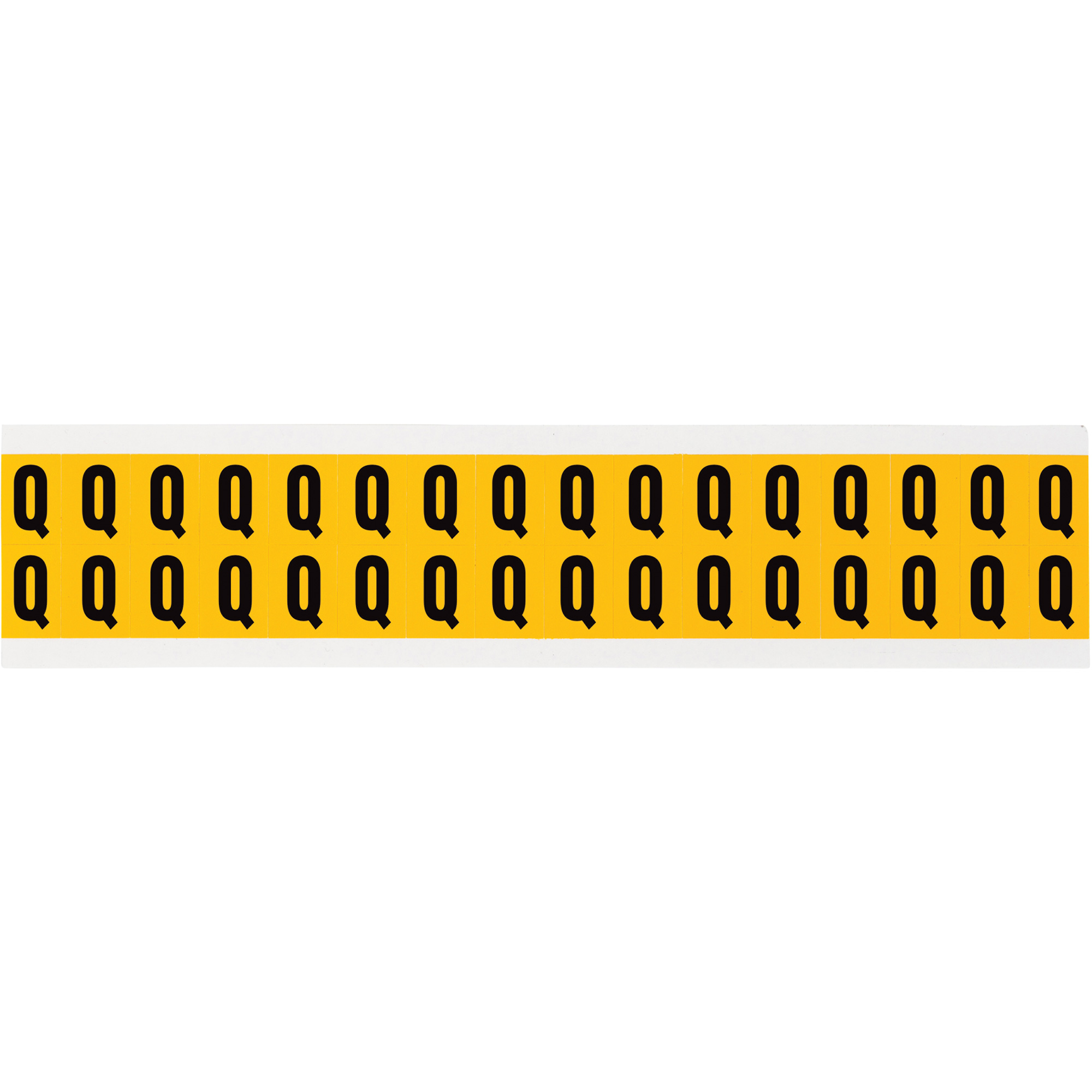 Étiquette de lettres & chiffres individuels, Q, 5/8" h, Noir sur jaune