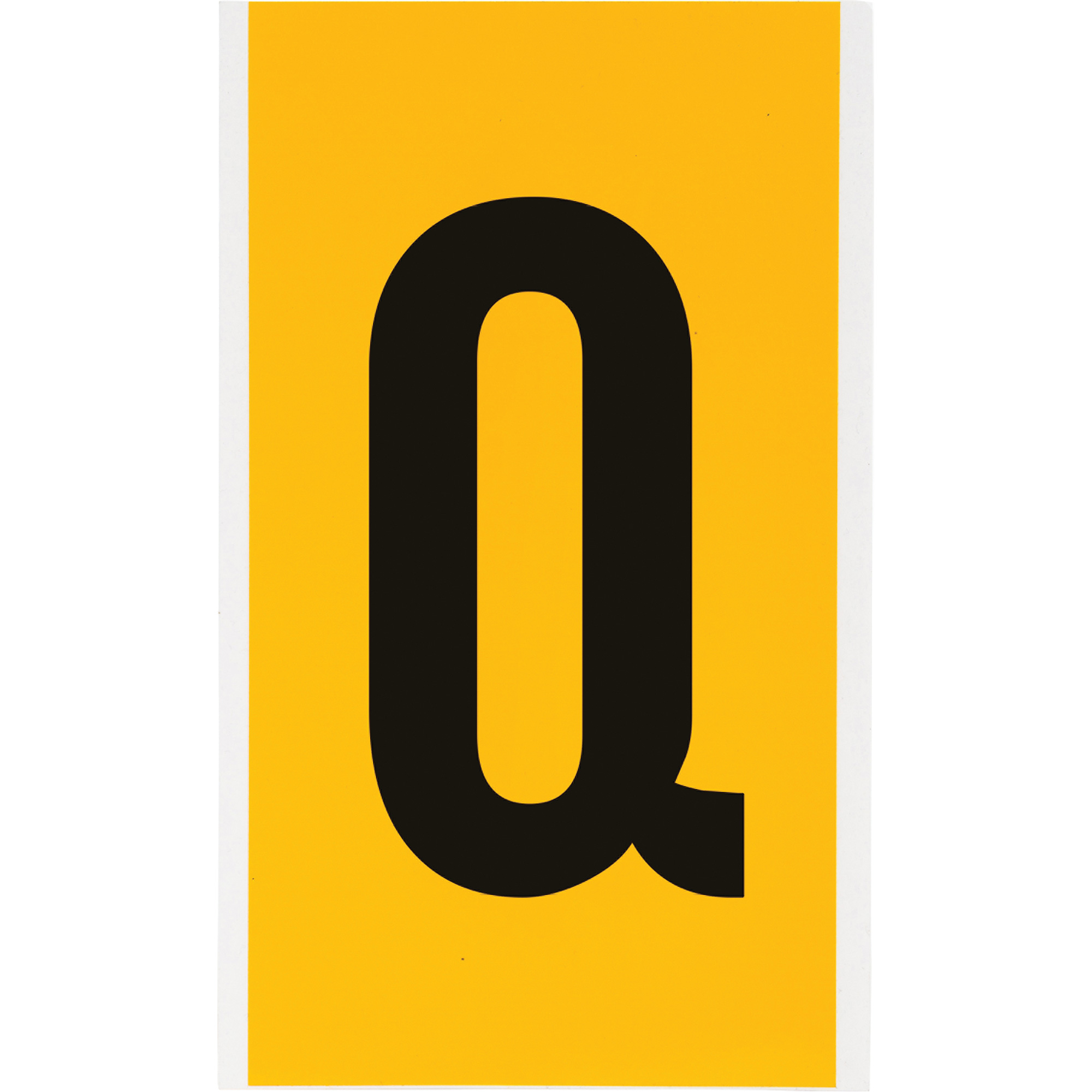 Étiquette de lettres & chiffres individuels, Q, 6" h, Noir sur jaune